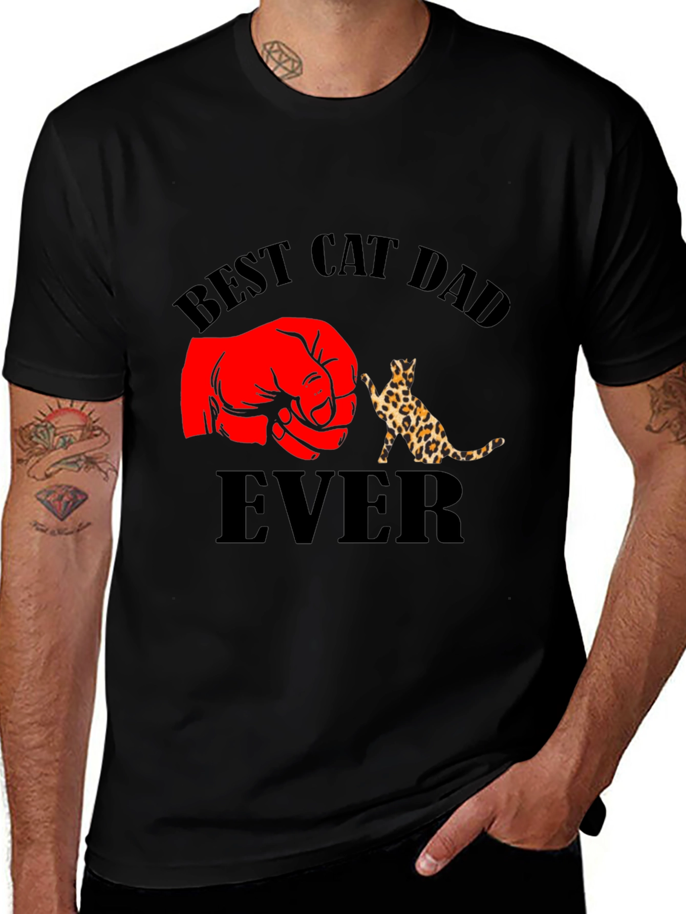 Variant 13 of Best Cat Dad Ever Black T-Shirt