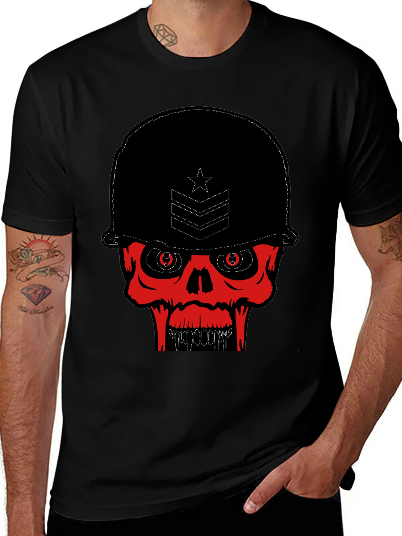 Skull Soldier Graphic Tee - Black