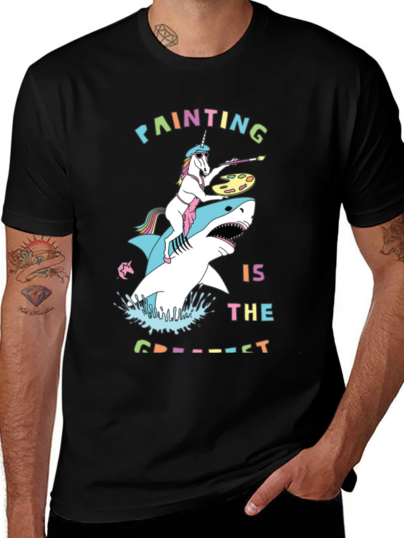 Variant 30 of Unicorn Shark Painter Graphic Tee