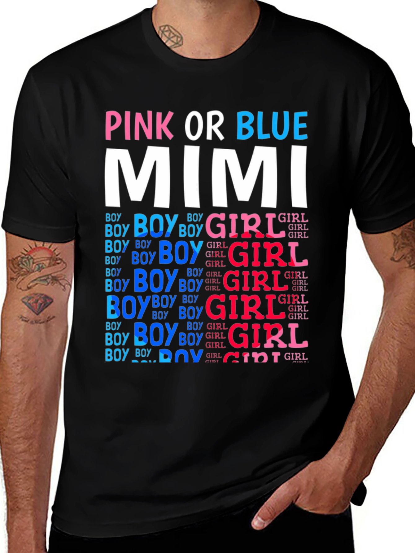 Variant 20 of Pink or Blue Mimi Gender Reveal T-Shirt