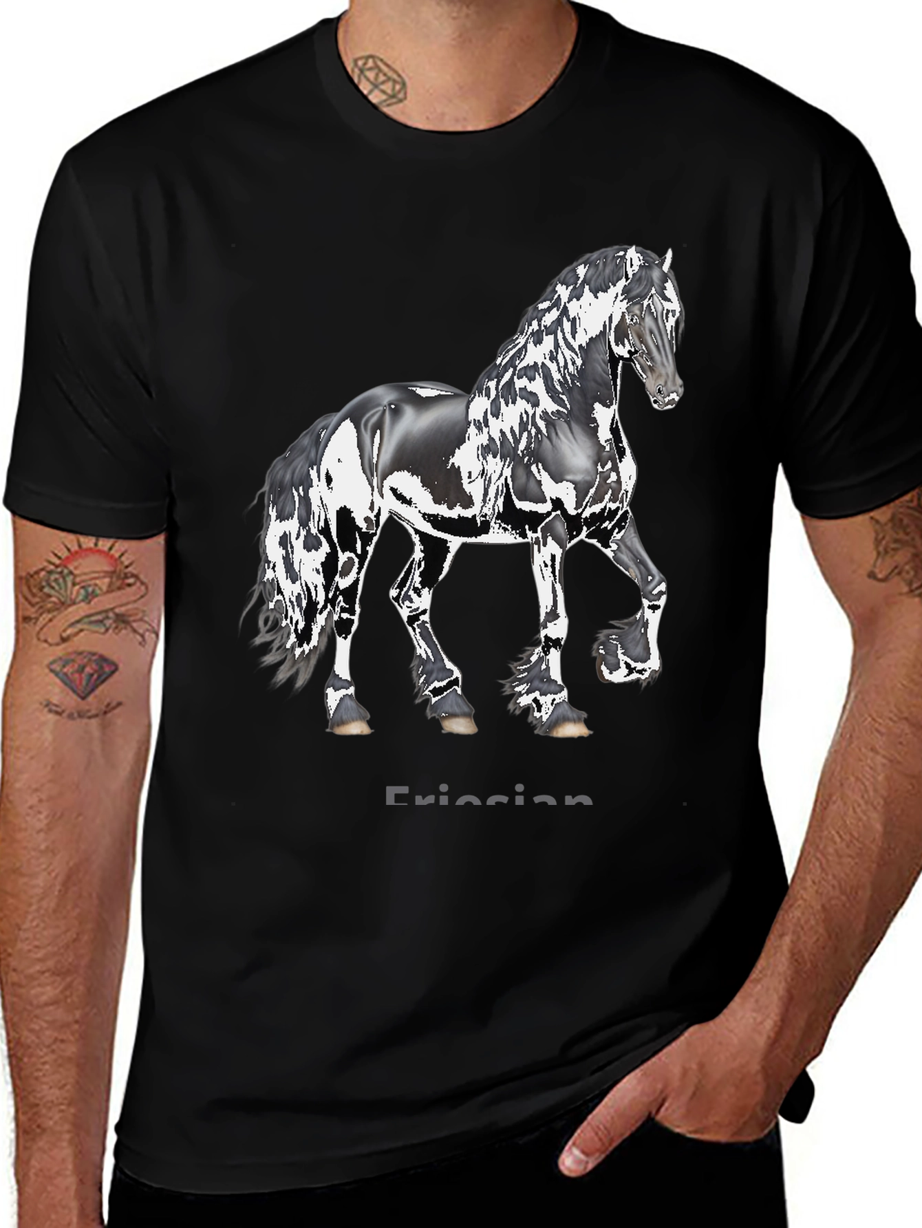 Friesian Horse Black T-Shirt