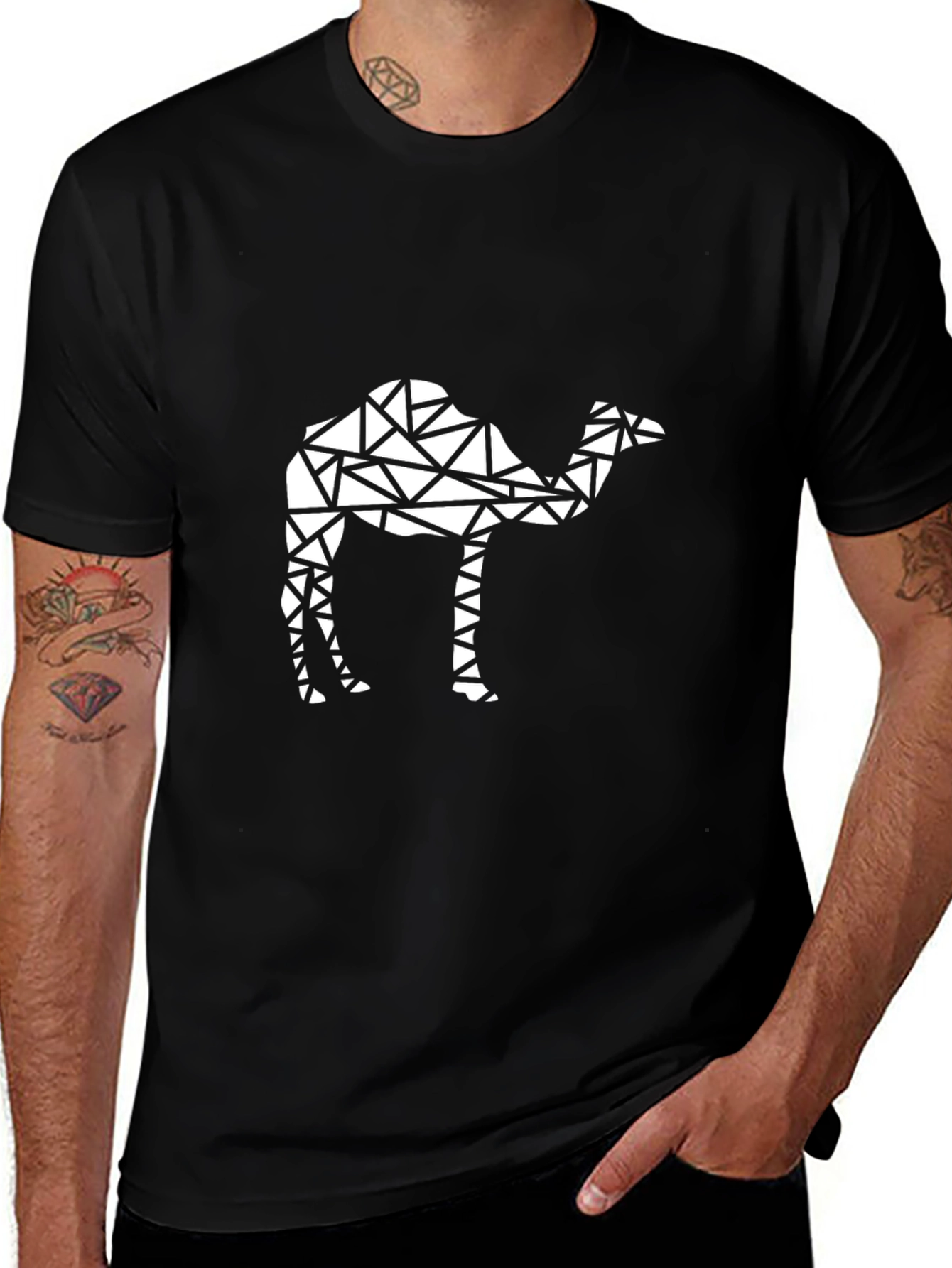 Variant 7 of Geometric Camel Graphic Tee - Black