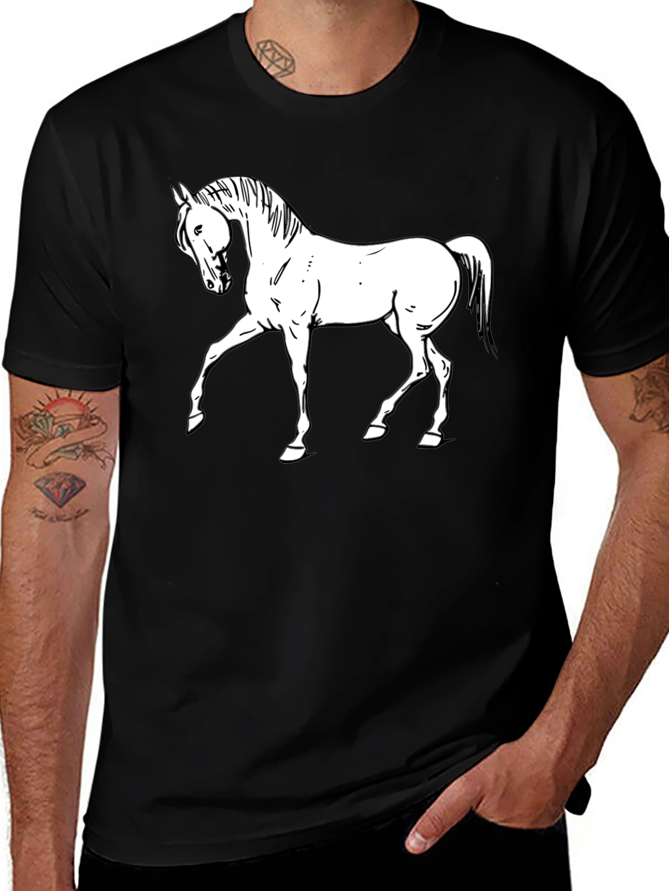 Variant 27 of Horse Graphic Tee - Stylish Black Cotton T-Shirt