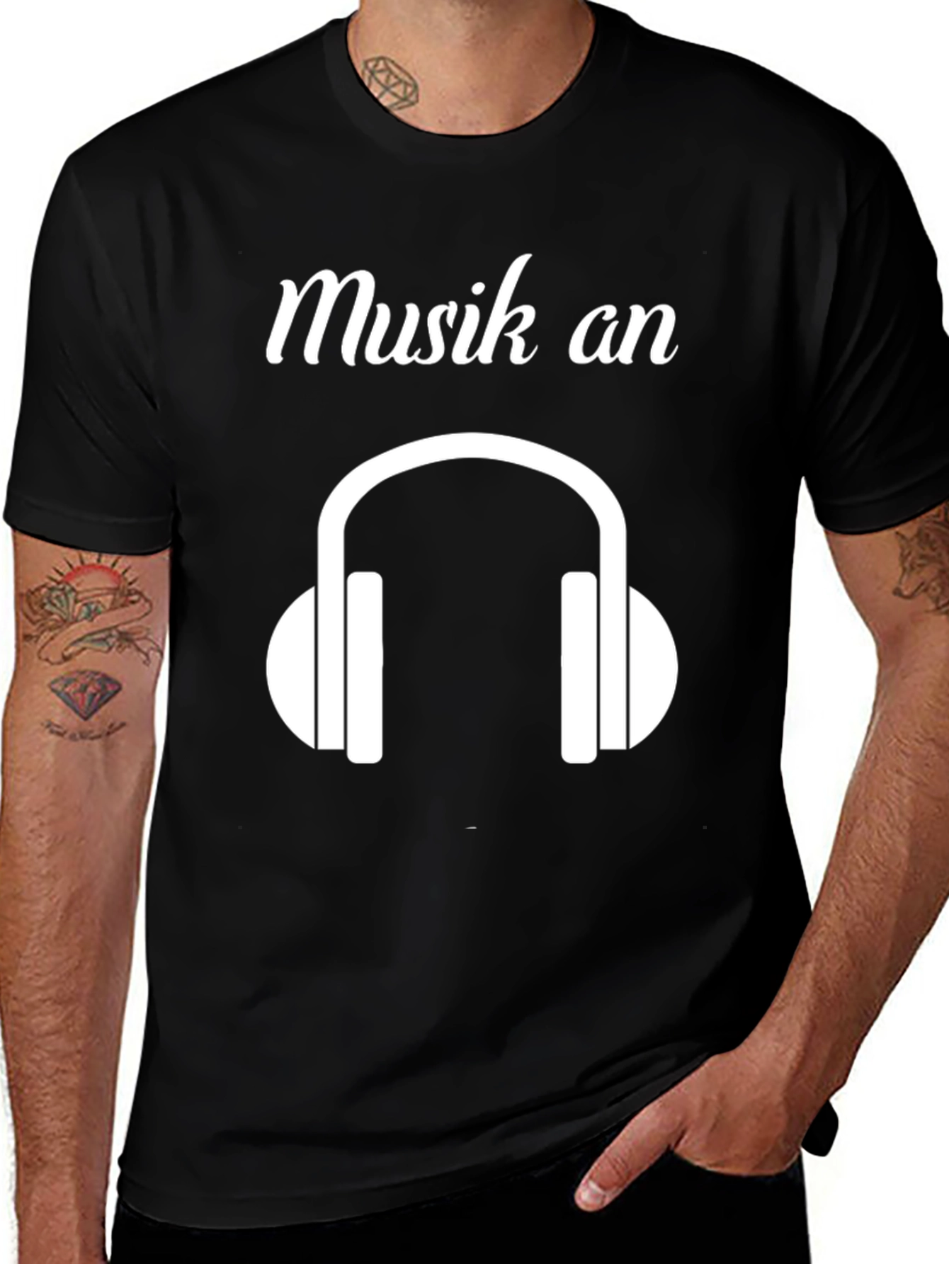 Variant 23 of Musik An Headphones Graphic Black T-Shirt