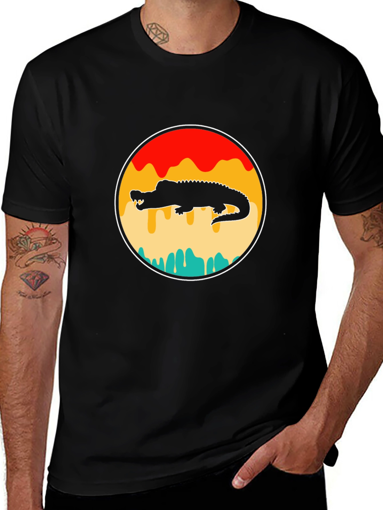 Variant 14 of Retro Alligator Graphic Tee - Black