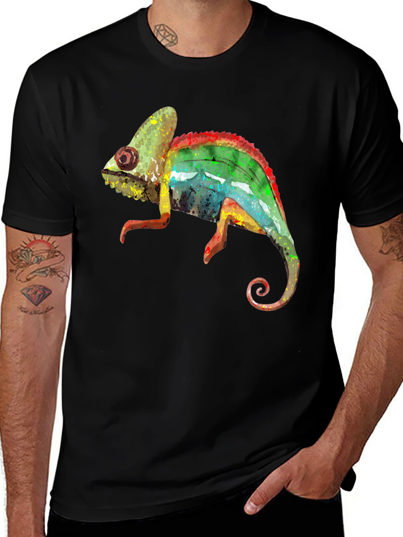 Variant 20 of Colorful Chameleon Graphic Print T-Shirt