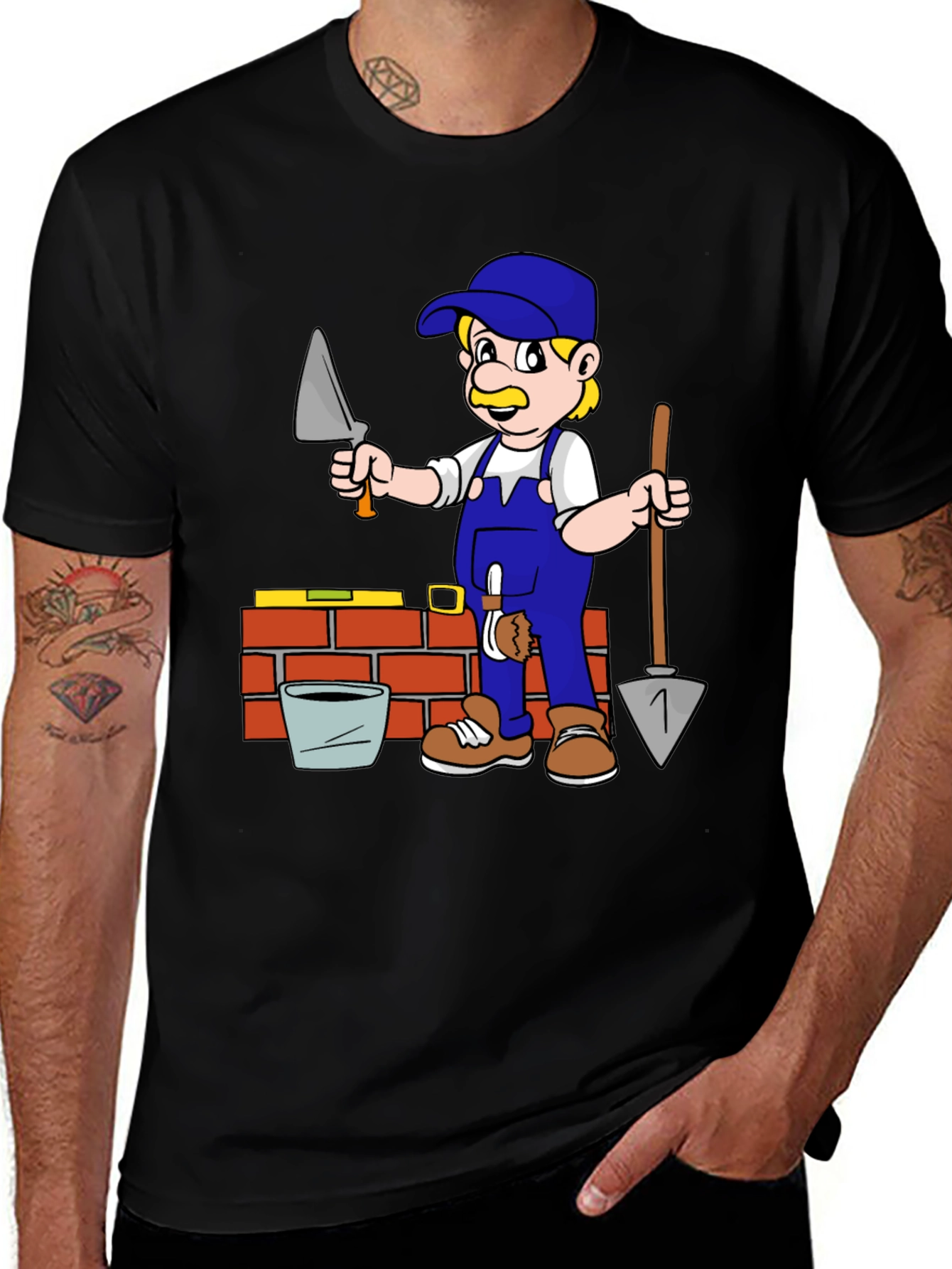 Bricklayer Cartoon Graphic T-Shirt