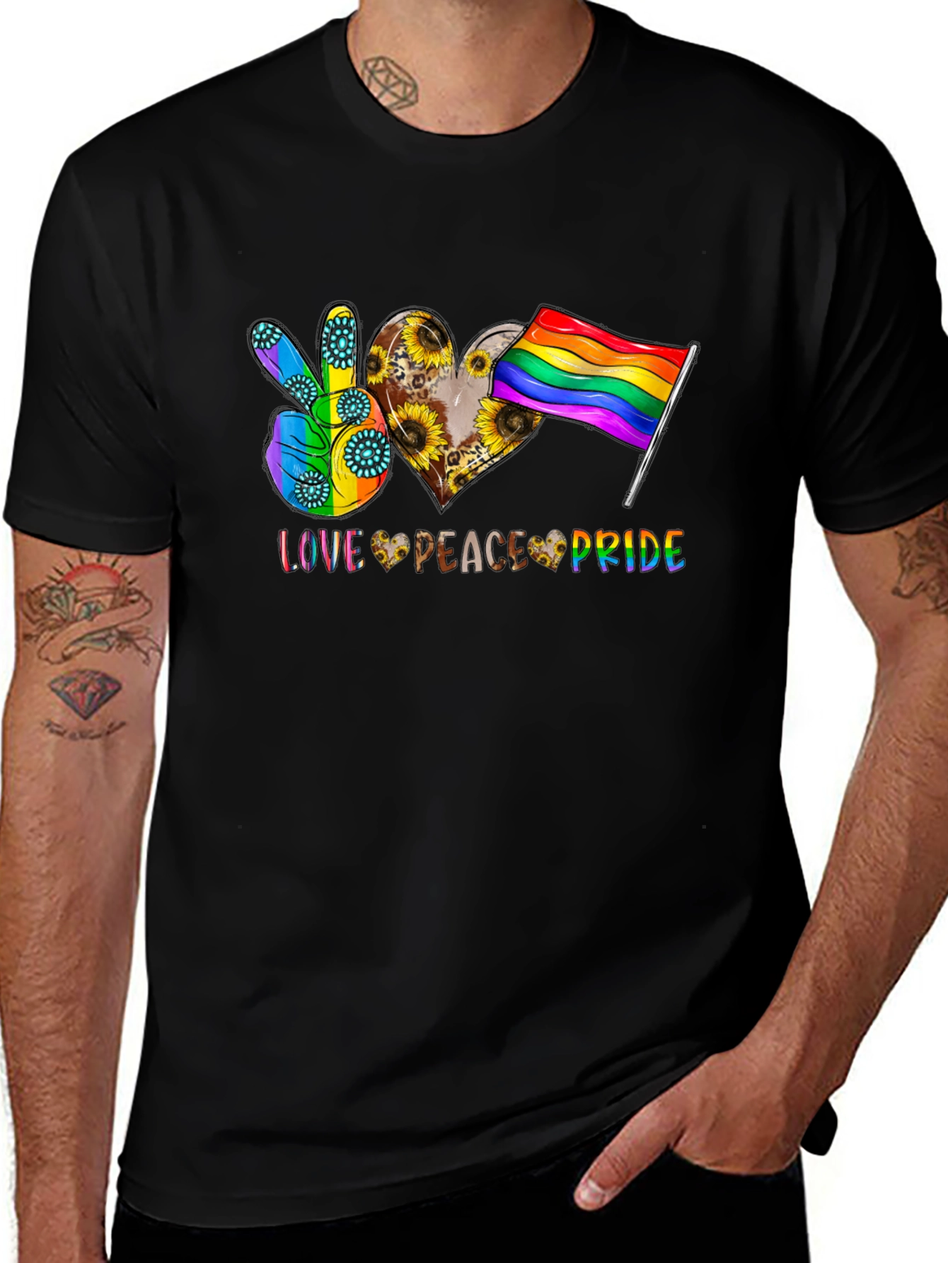Variant 22 of Love Peace Pride Graphic Tee