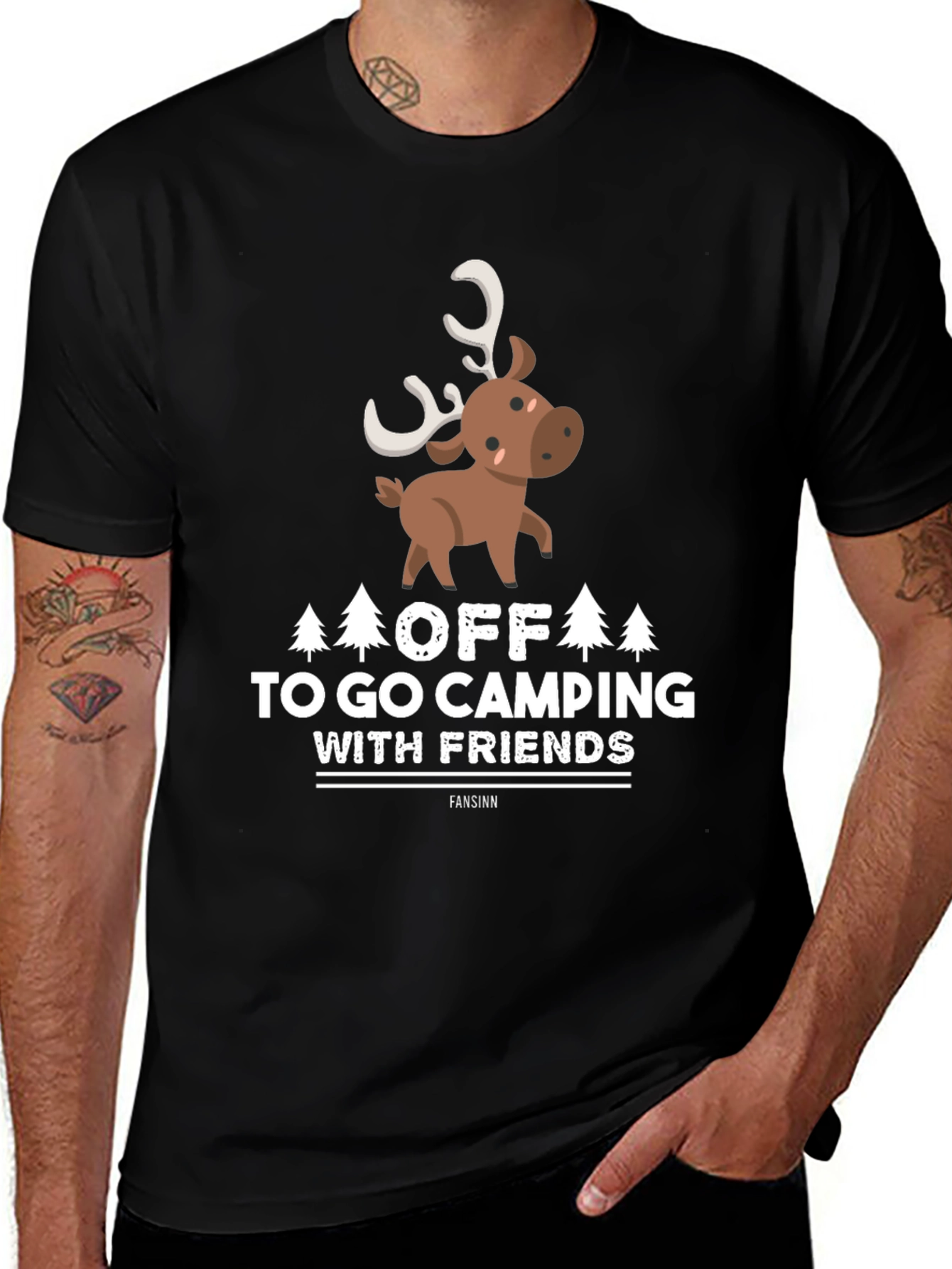 Variant 19 of Camping with Friends Black T-Shirt