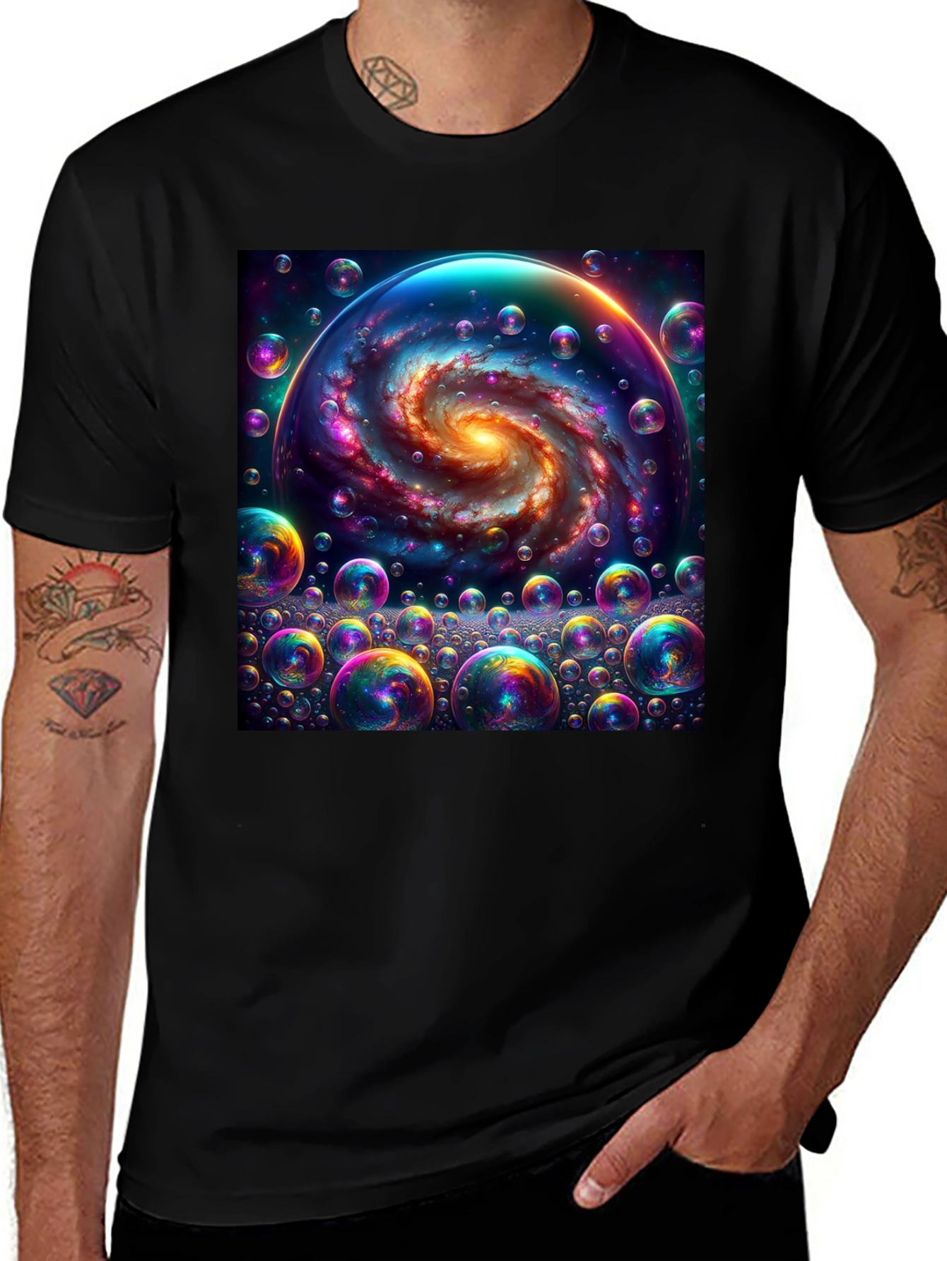 Variant 25 of Galaxy Bubbles Graphic Tee - Cosmic Style