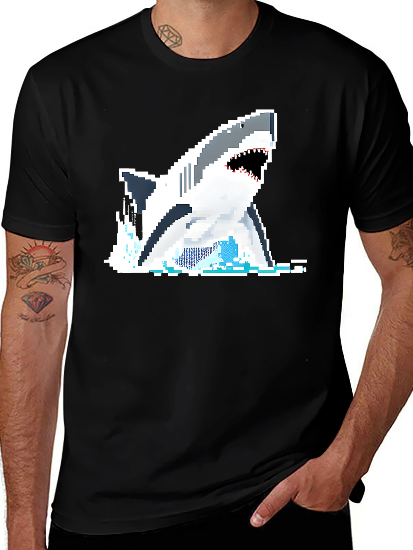 Variant 24 of Pixel Art Shark T-Shirt - Retro Style