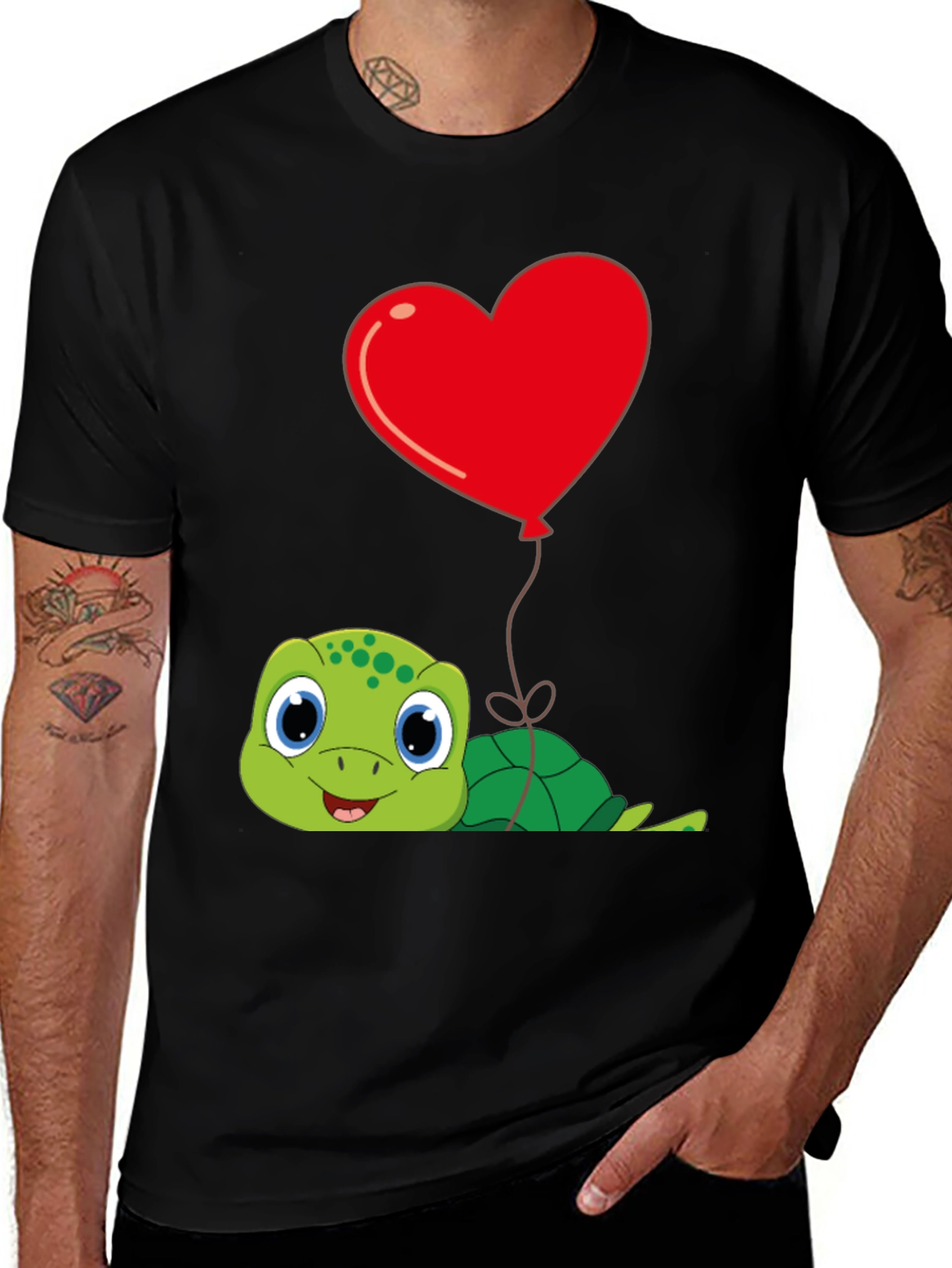 Variant 16 of Cute Turtle Heart Balloon Graphic Tee