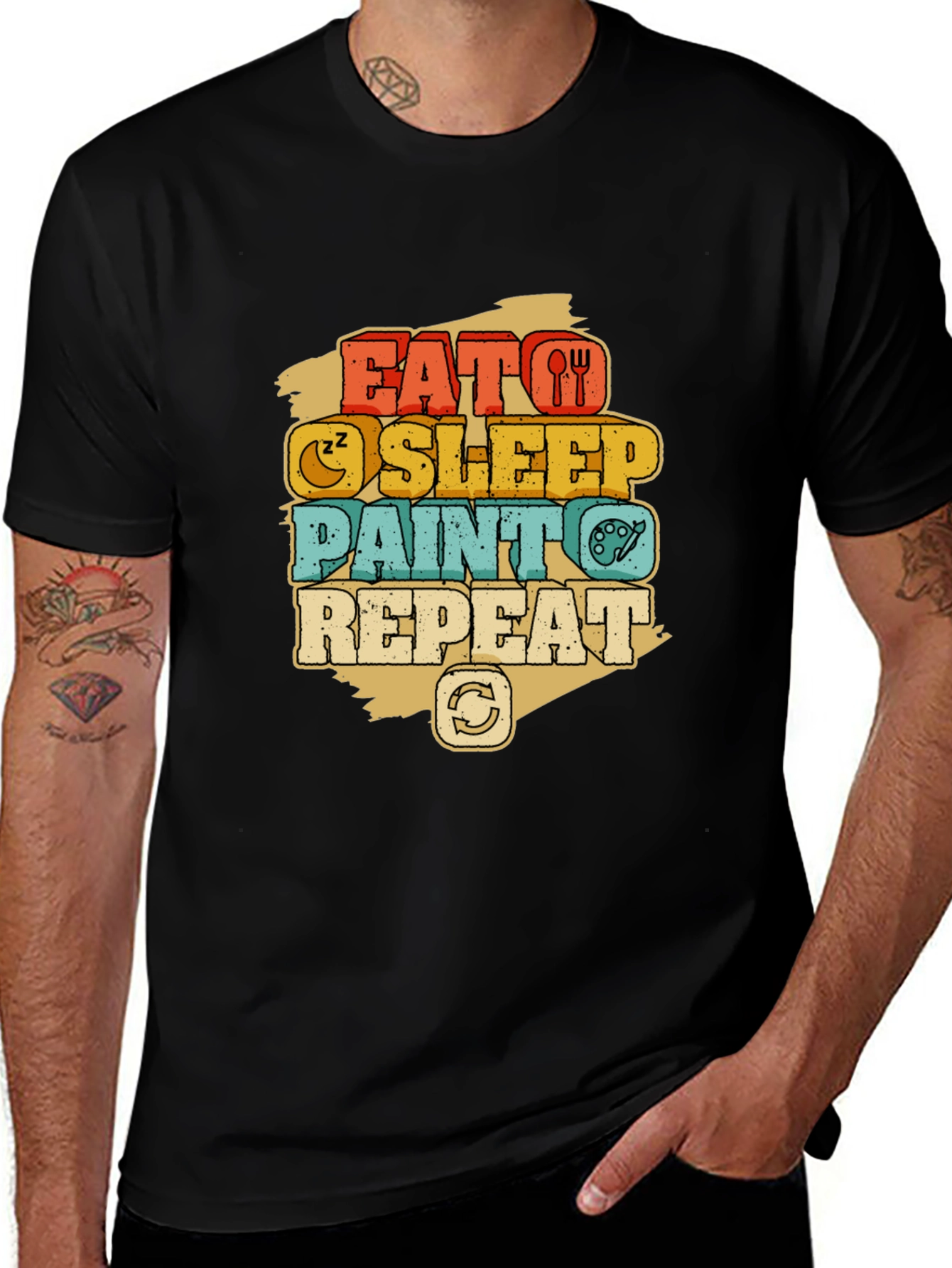 Variant 8 of Eat Sleep Paint Repeat Graphic T-Shirt