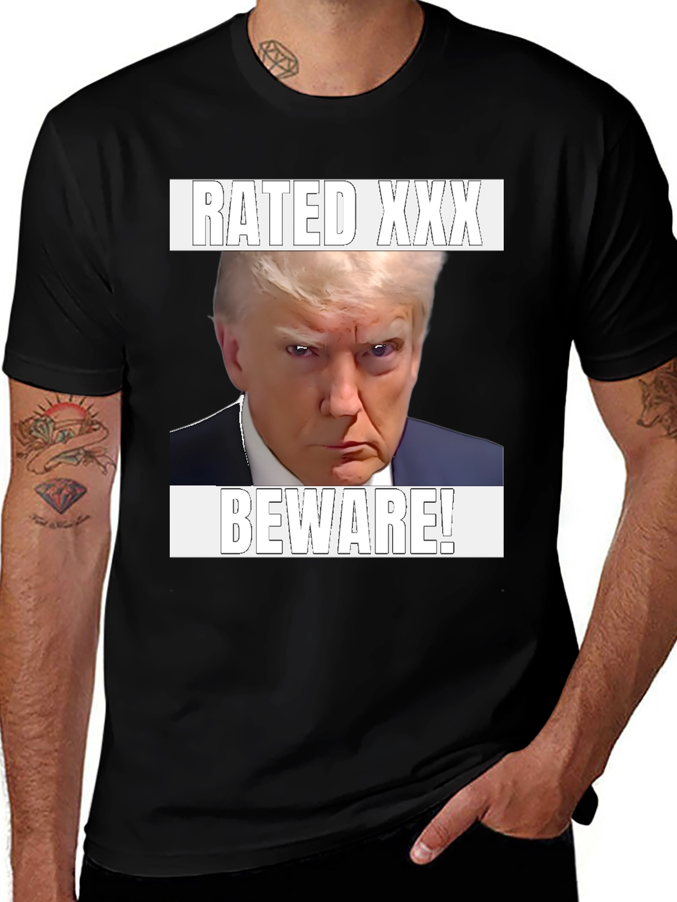 Variant 3 of Rated XXX Beware! Novelty Graphic T-Shirt