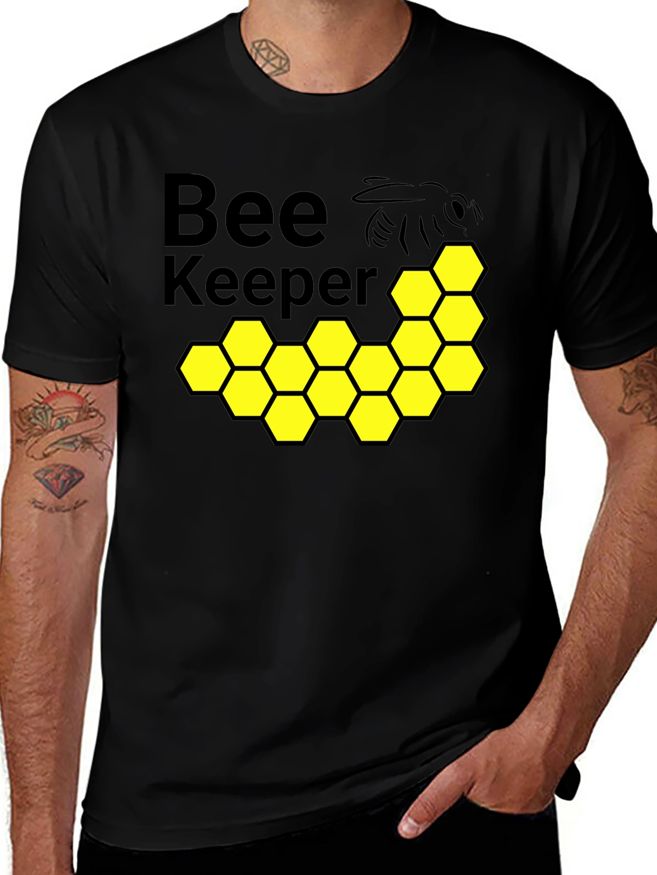 Variant 19 of Beekeeper Graphic Tee - Honeycomb Design, Soft Cotton