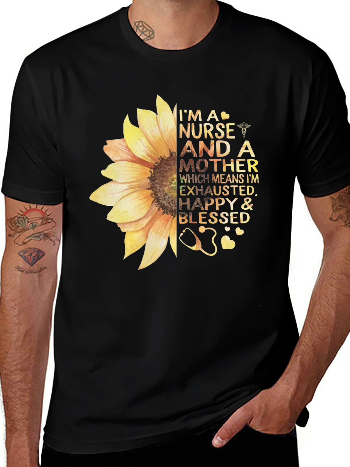Nurse and Mother Sunflower Graphic T-Shirt