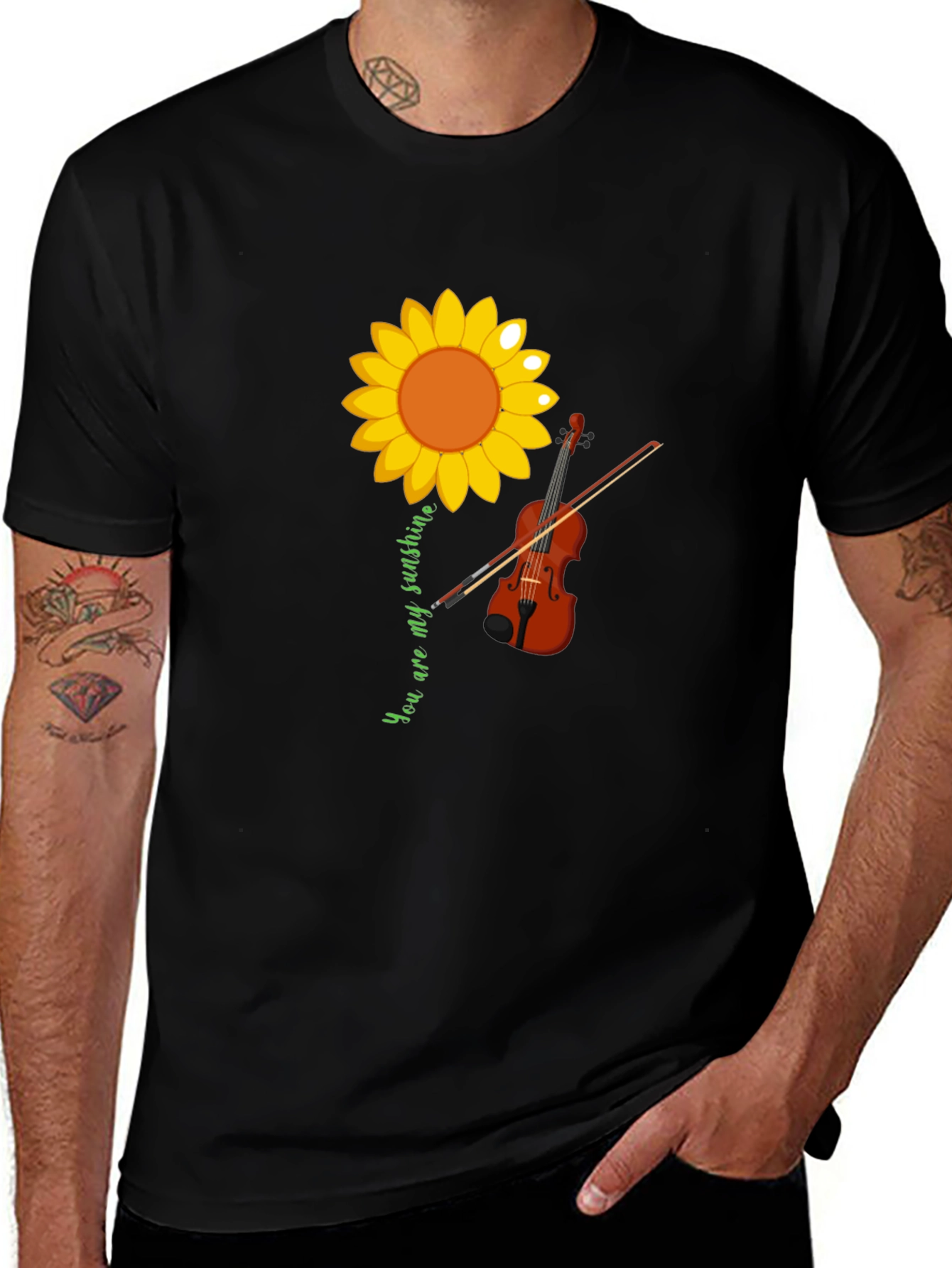Variant 18 of Sunflower Violin Graphic Tee - You Are My Sunshine T-Shirt