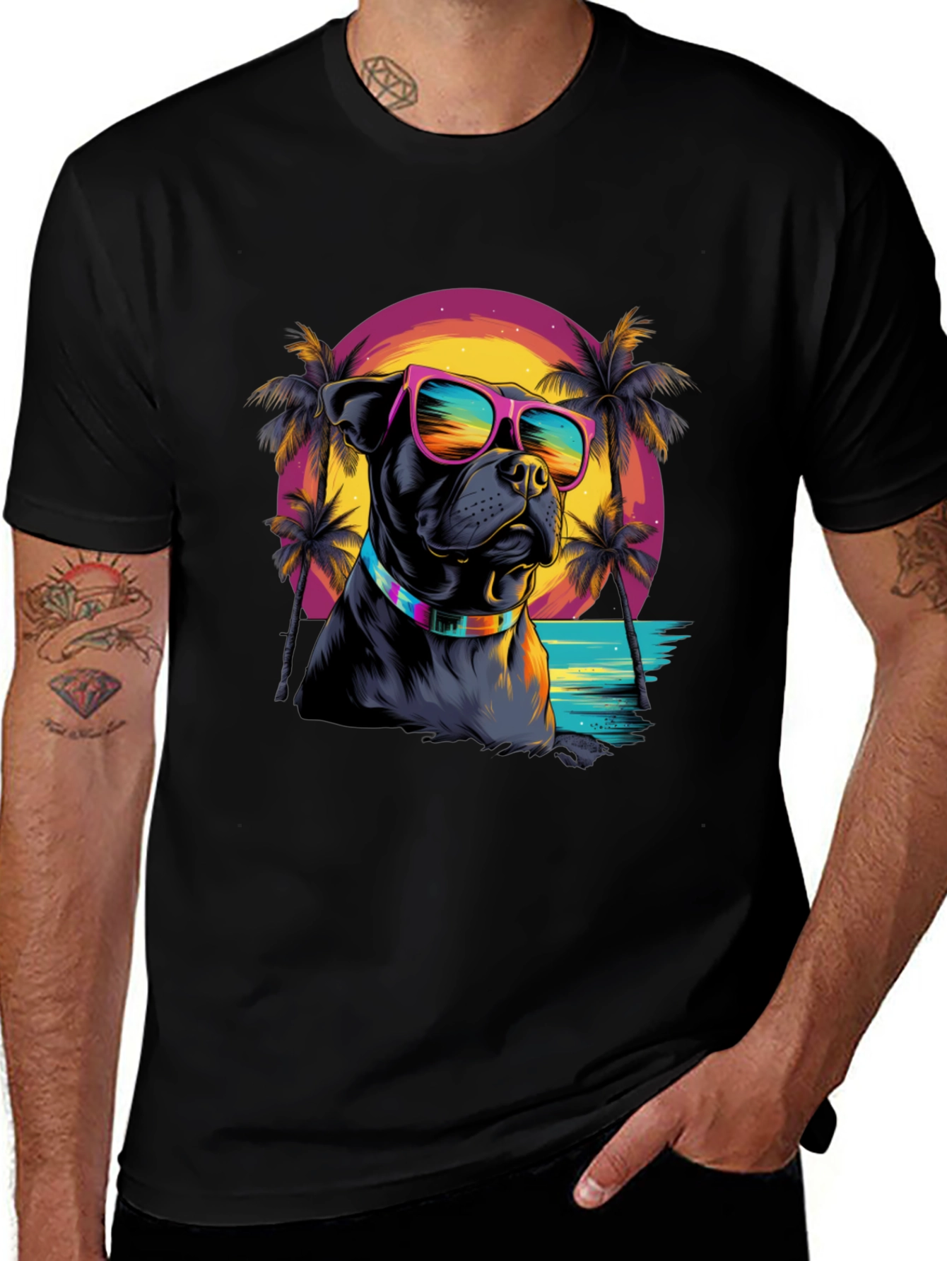 Variant 11 of Dog in Sunglasses Graphic Tee - Retro Style