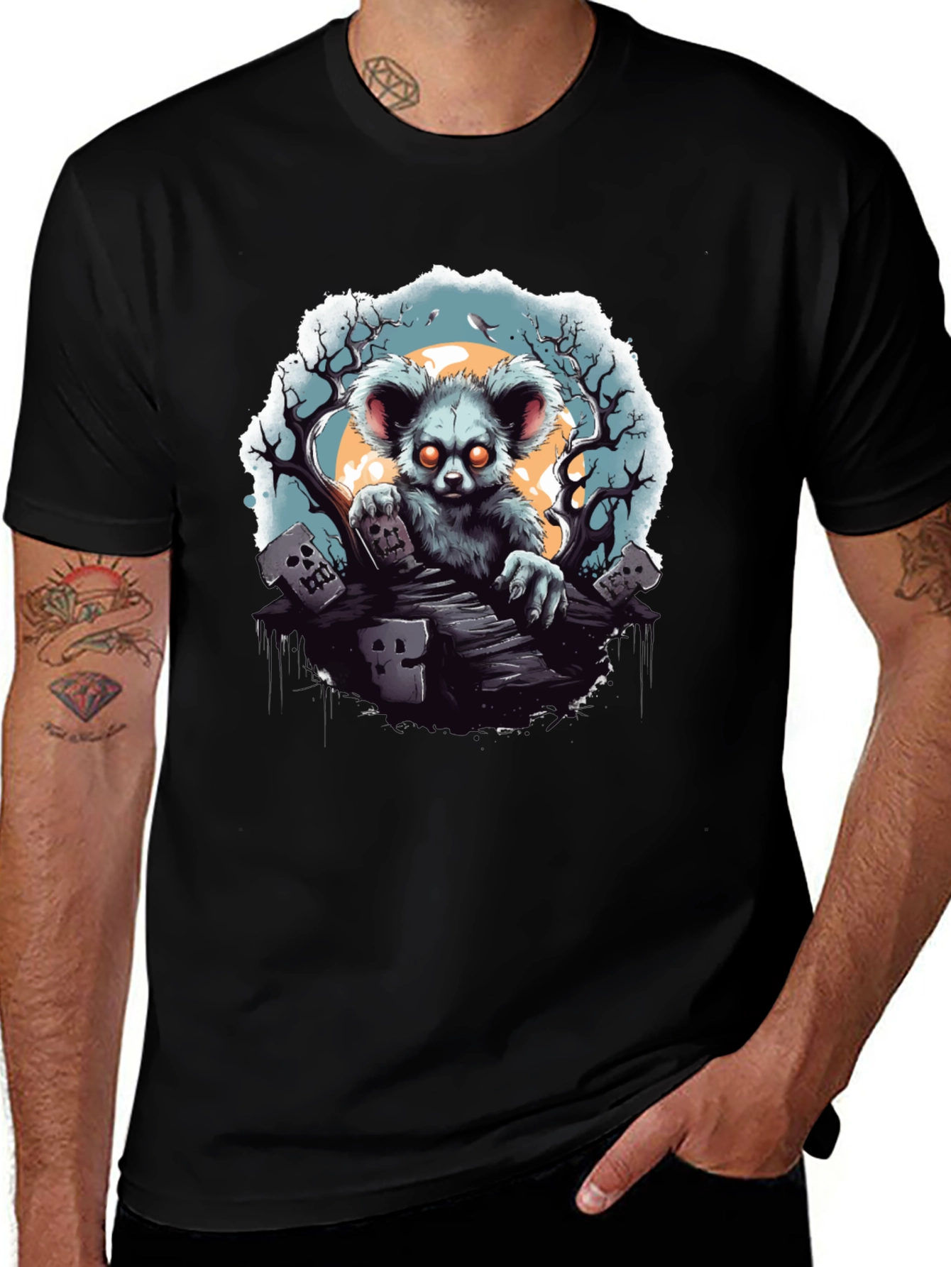 Zombie Koala T-Shirt - Spooky Graveyard Design