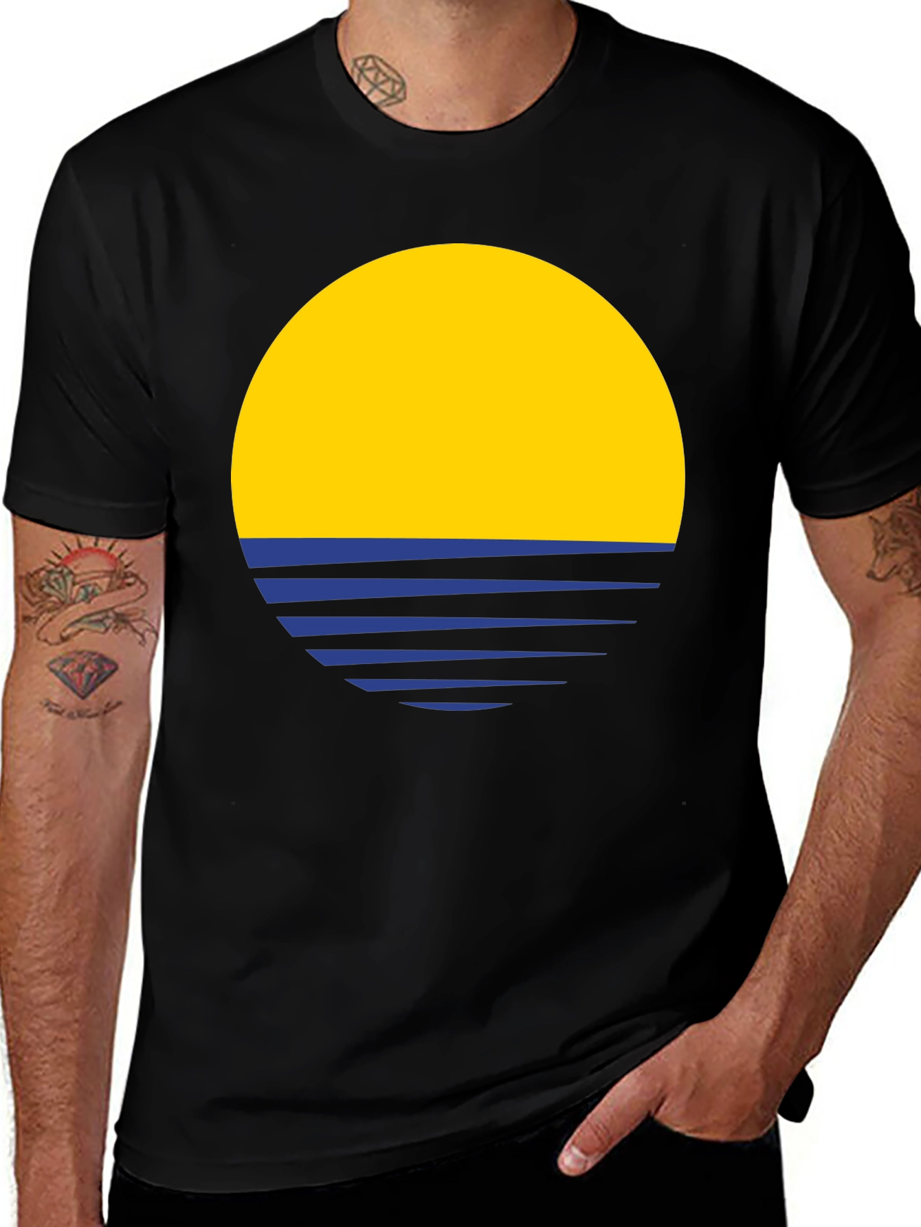 Variant 10 of Sunset Graphic T-Shirt - Black Casual Tee