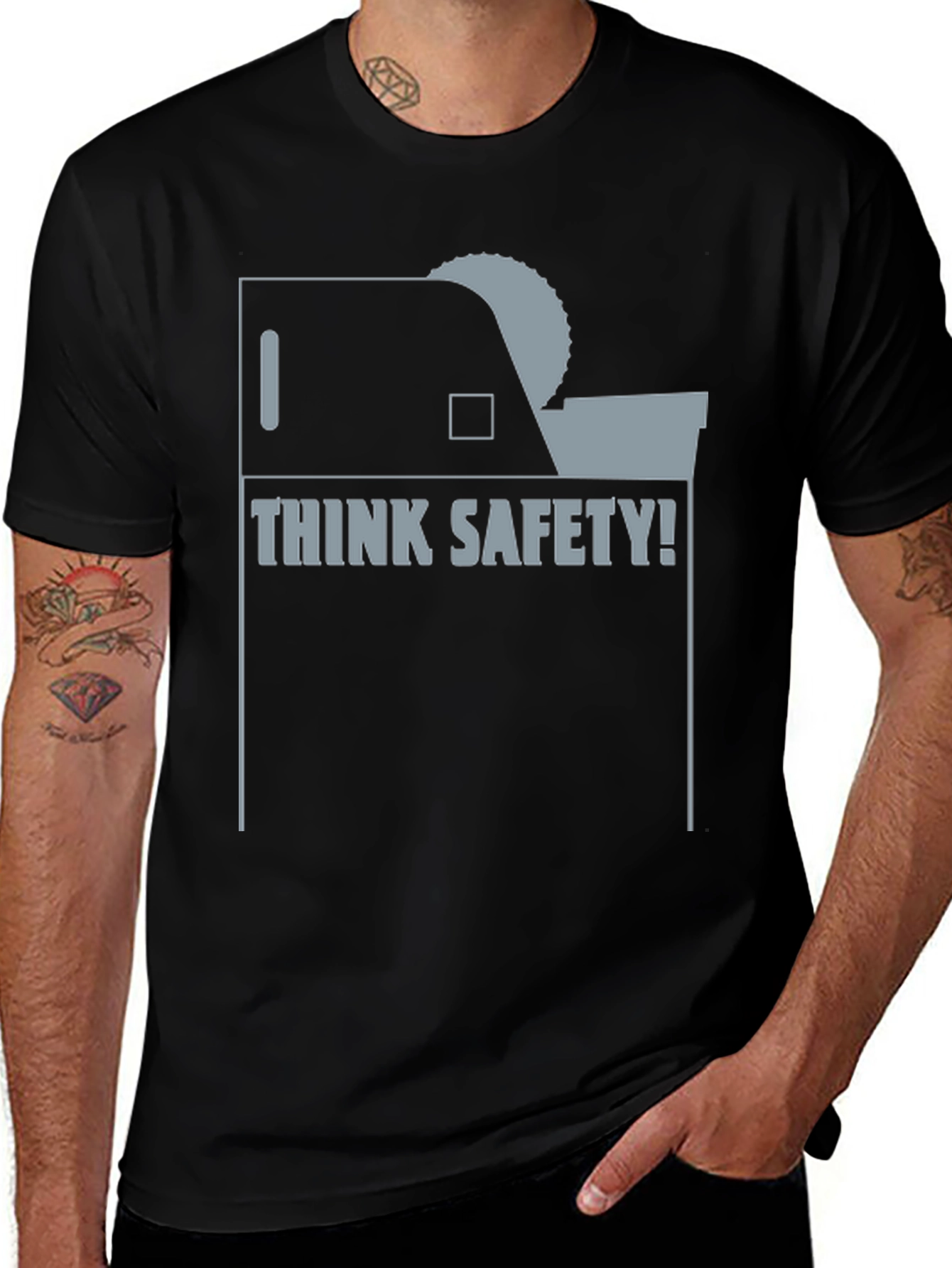 Variant 23 of Think Safety T-Shirt - Funny Woodworking Tee