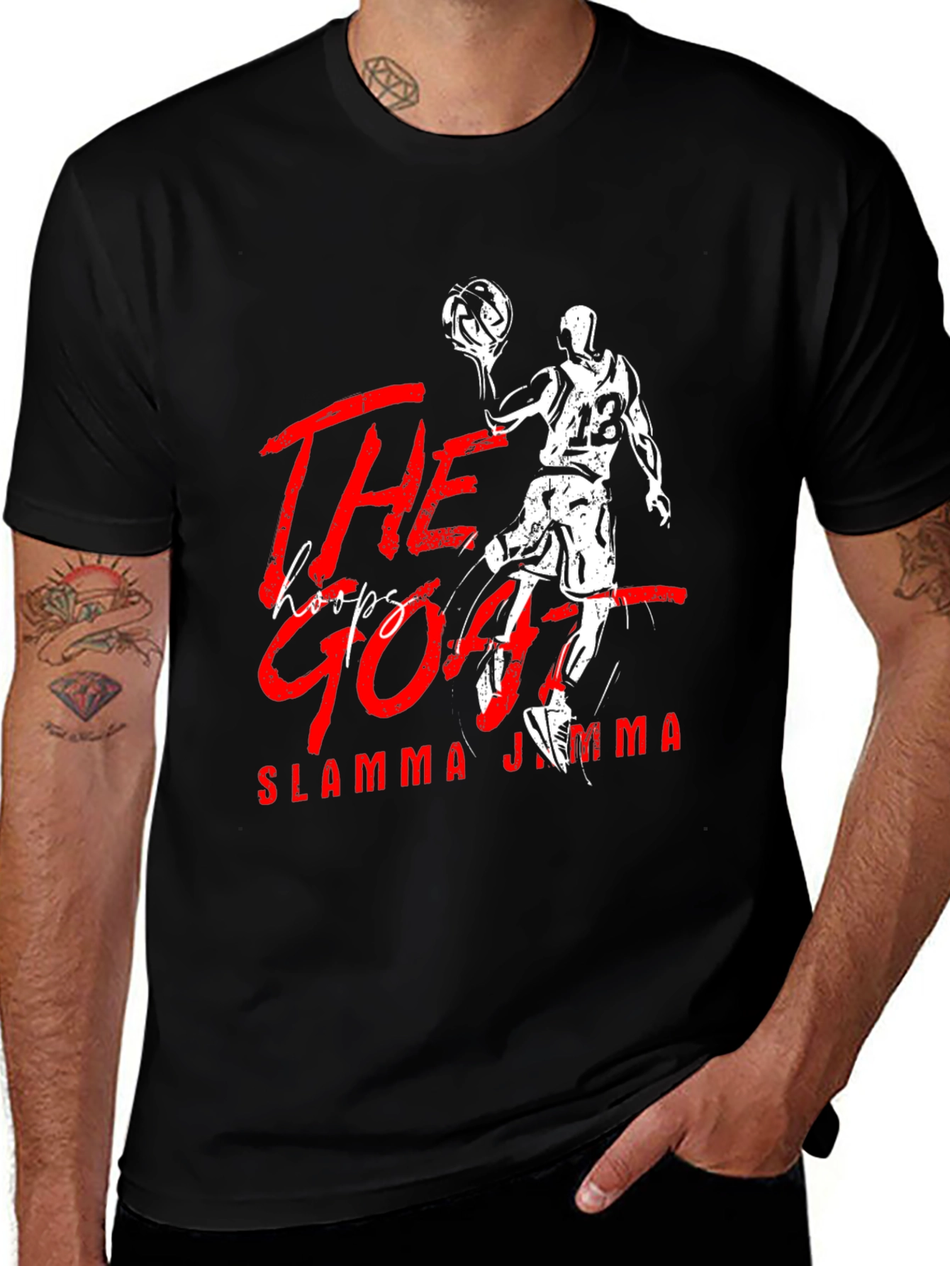 Variant 23 of The Hoops GOAT T-Shirt - Slam Dunk Graphic Tee