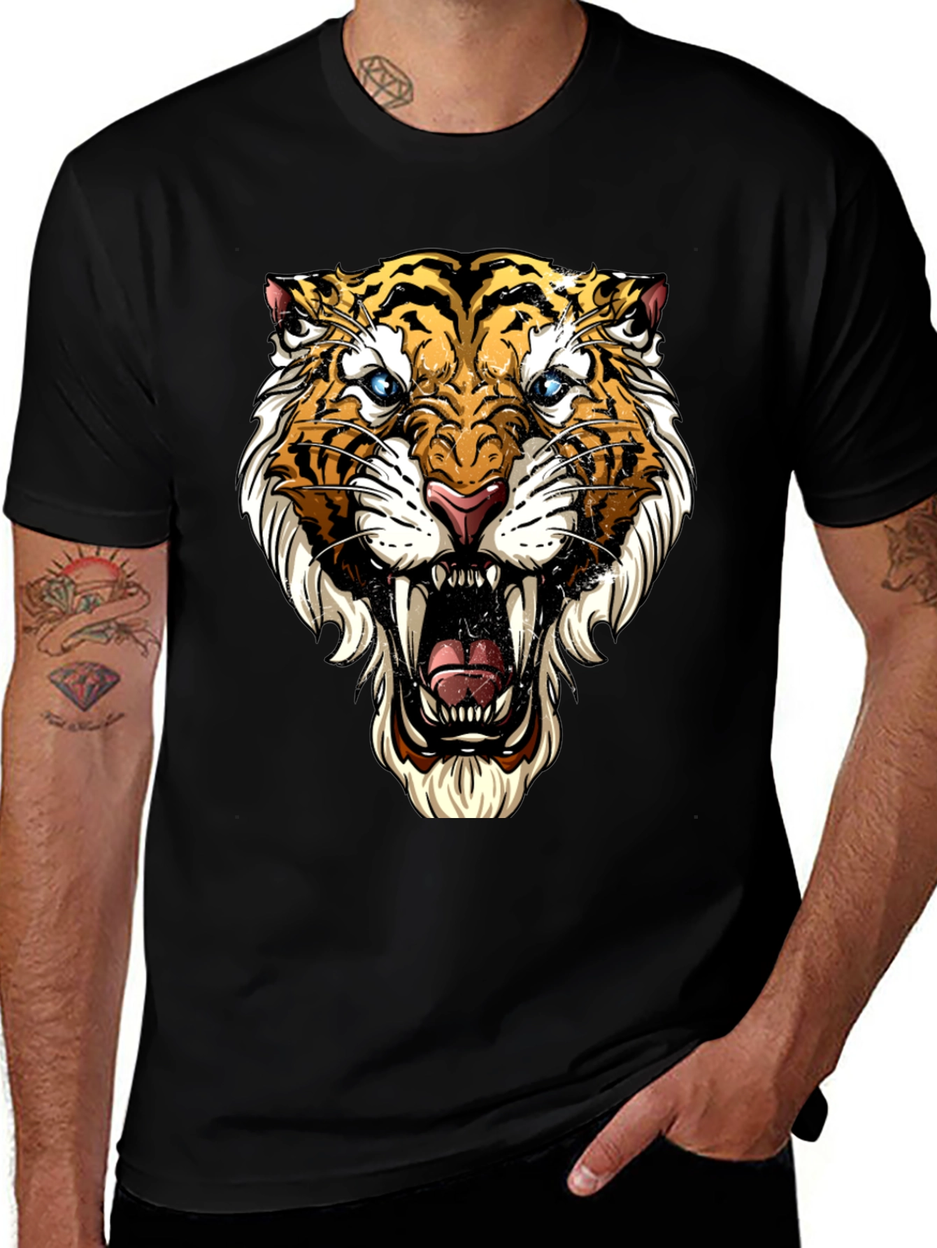 Variant 4 of Roaring Tiger Graphic Tee - Bold Black T-Shirt