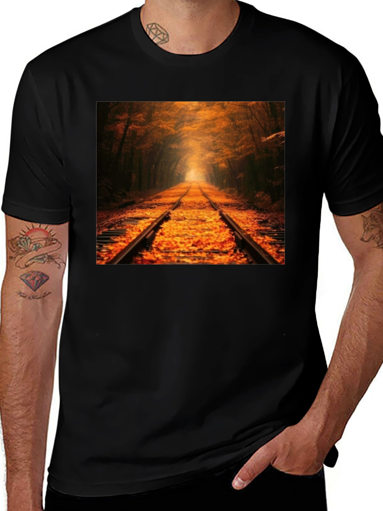 Variant 30 of Autumn Rails Graphic Tee - Nature's Path