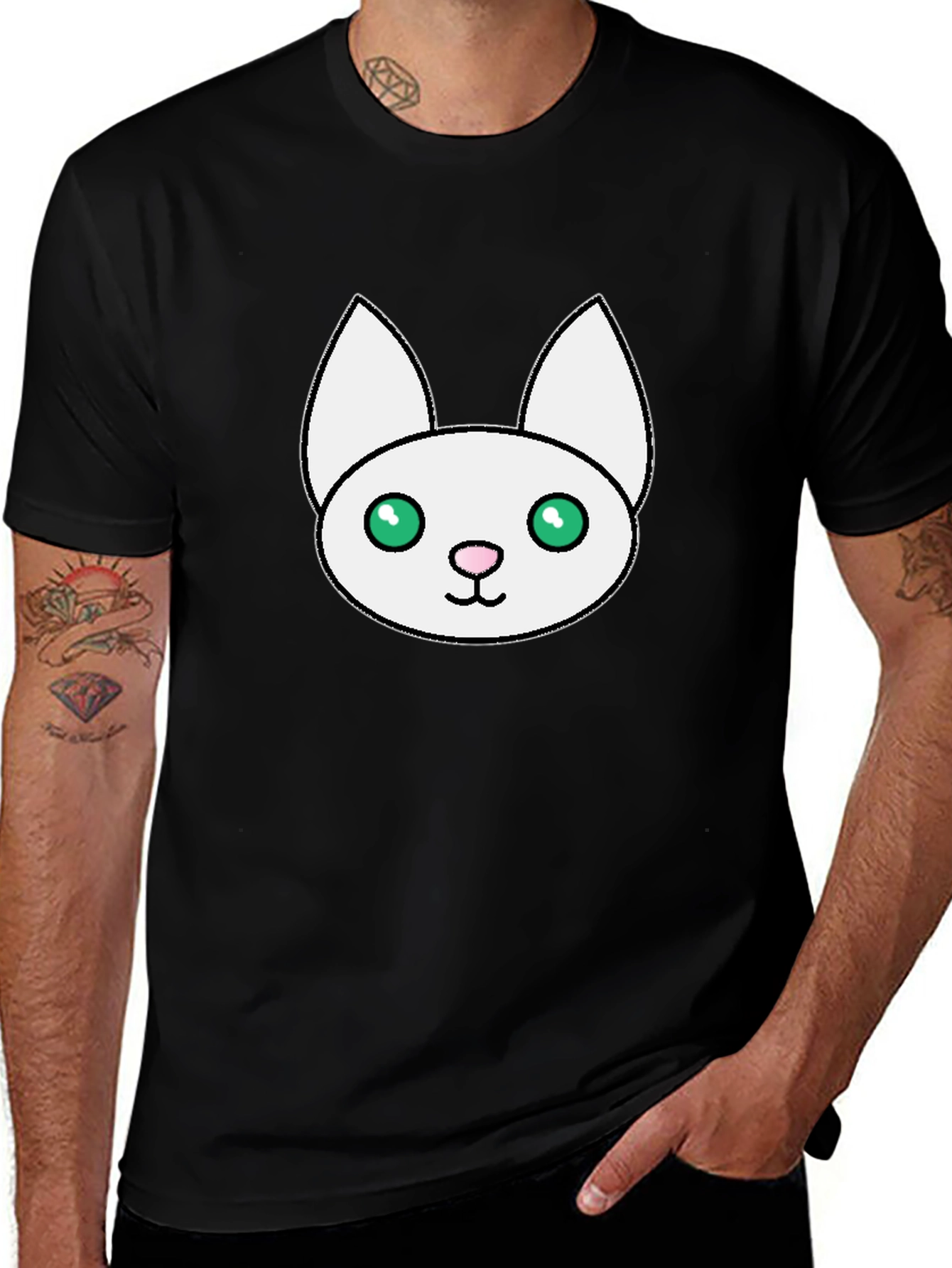 Variant 17 of Cute Cat Graphic Black T-Shirt