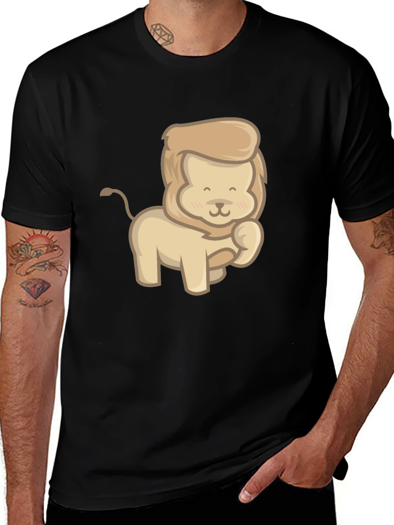 Variant 22 of Cute Lion Graphic Tee - Unisex Black T-Shirt