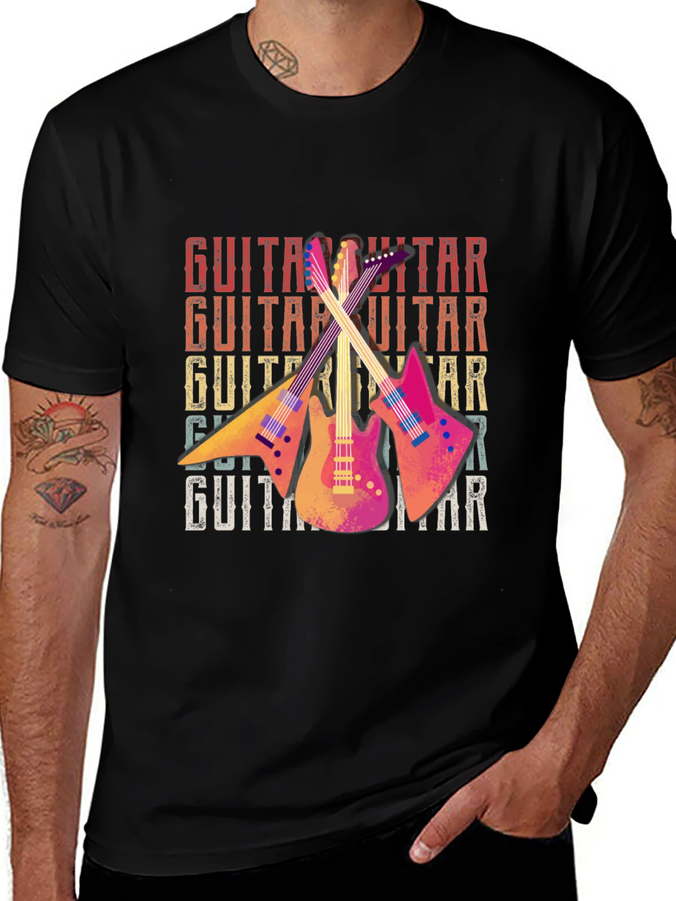 Retro Guitar T-Shirt - Musical Instrument Design