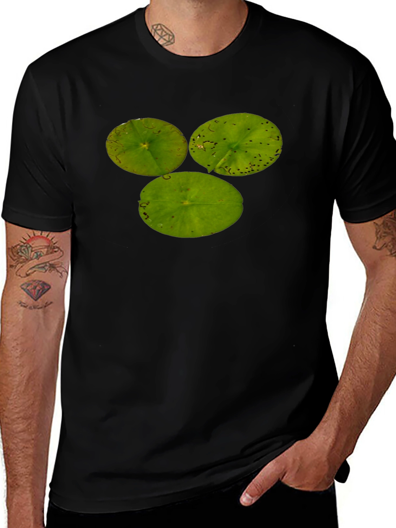 Variant 13 of Lily Pad Trio Black T-Shirt - Nature Inspired Tee