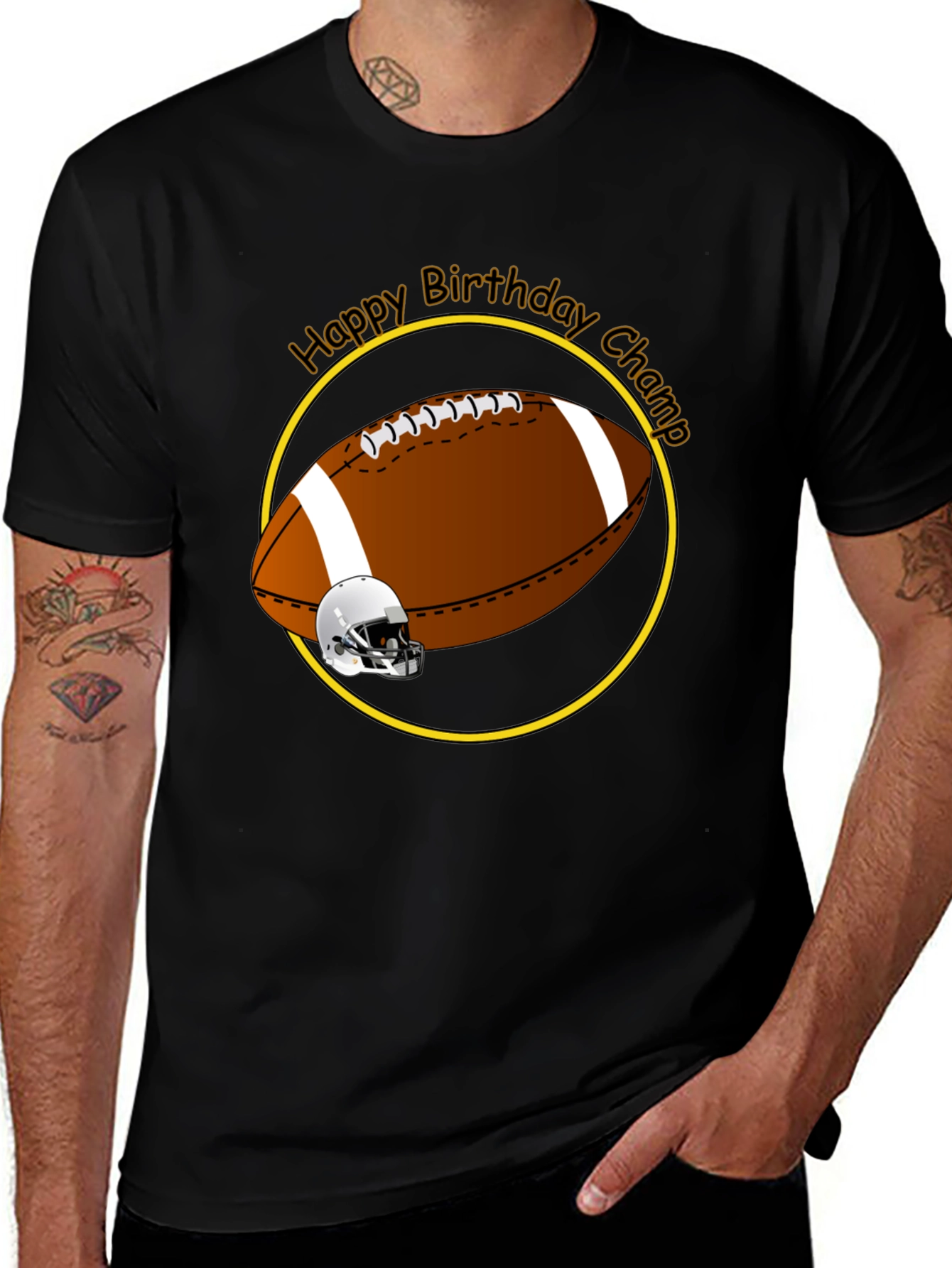 Black Birthday Football Champ T-Shirt main image
