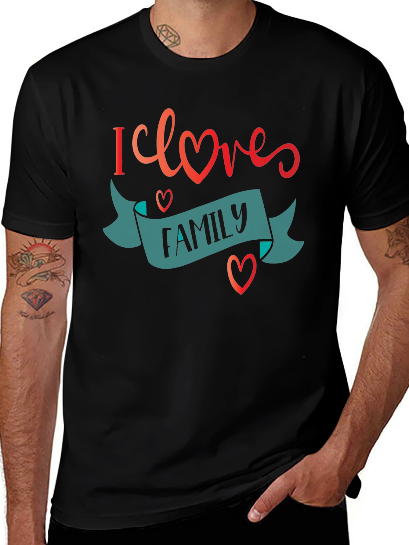 Variant 11 of I Love Family Black Graphic Tee