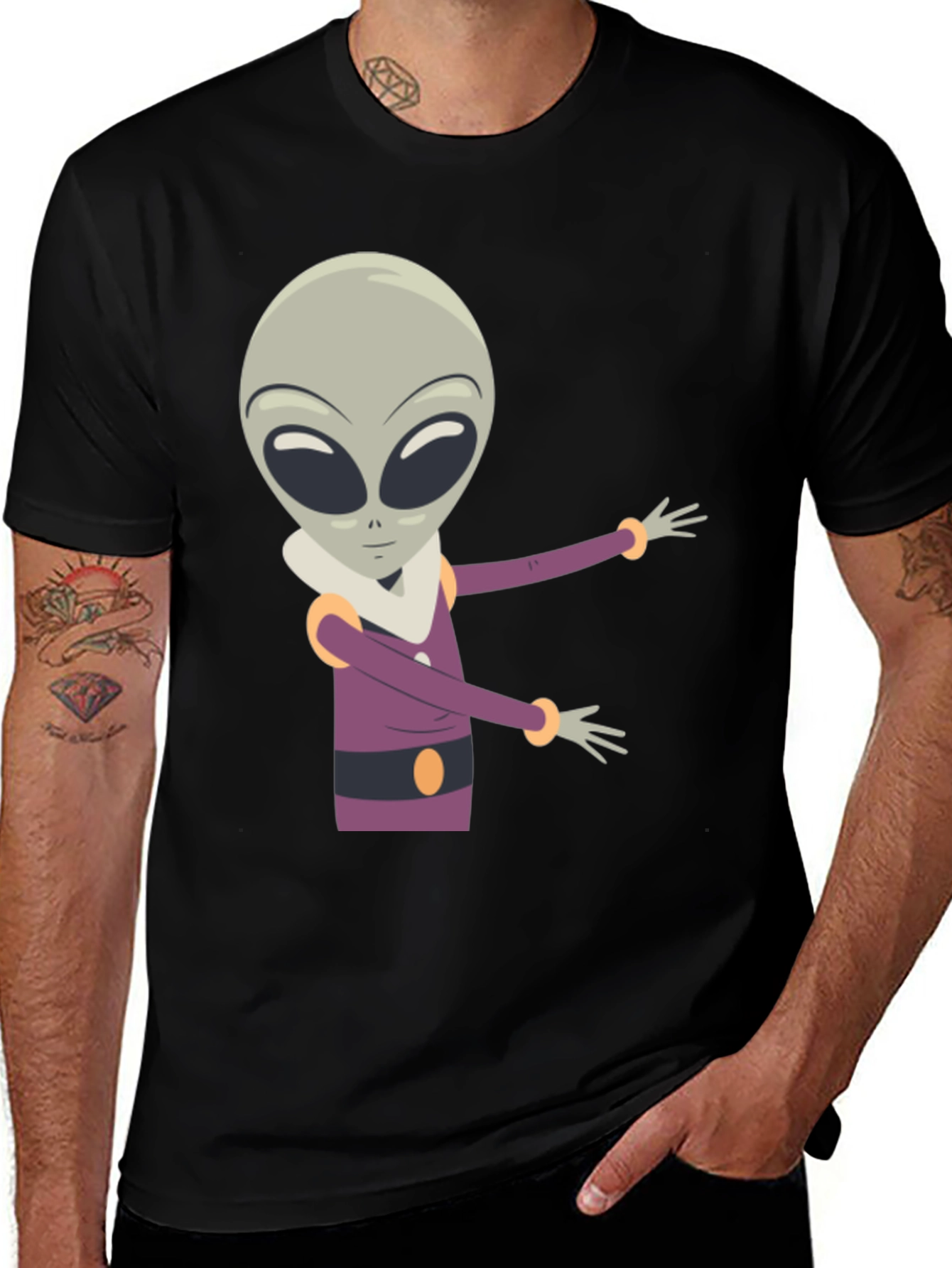 Variant 9 of Alien Graphic Tee - Black Cotton Blend
