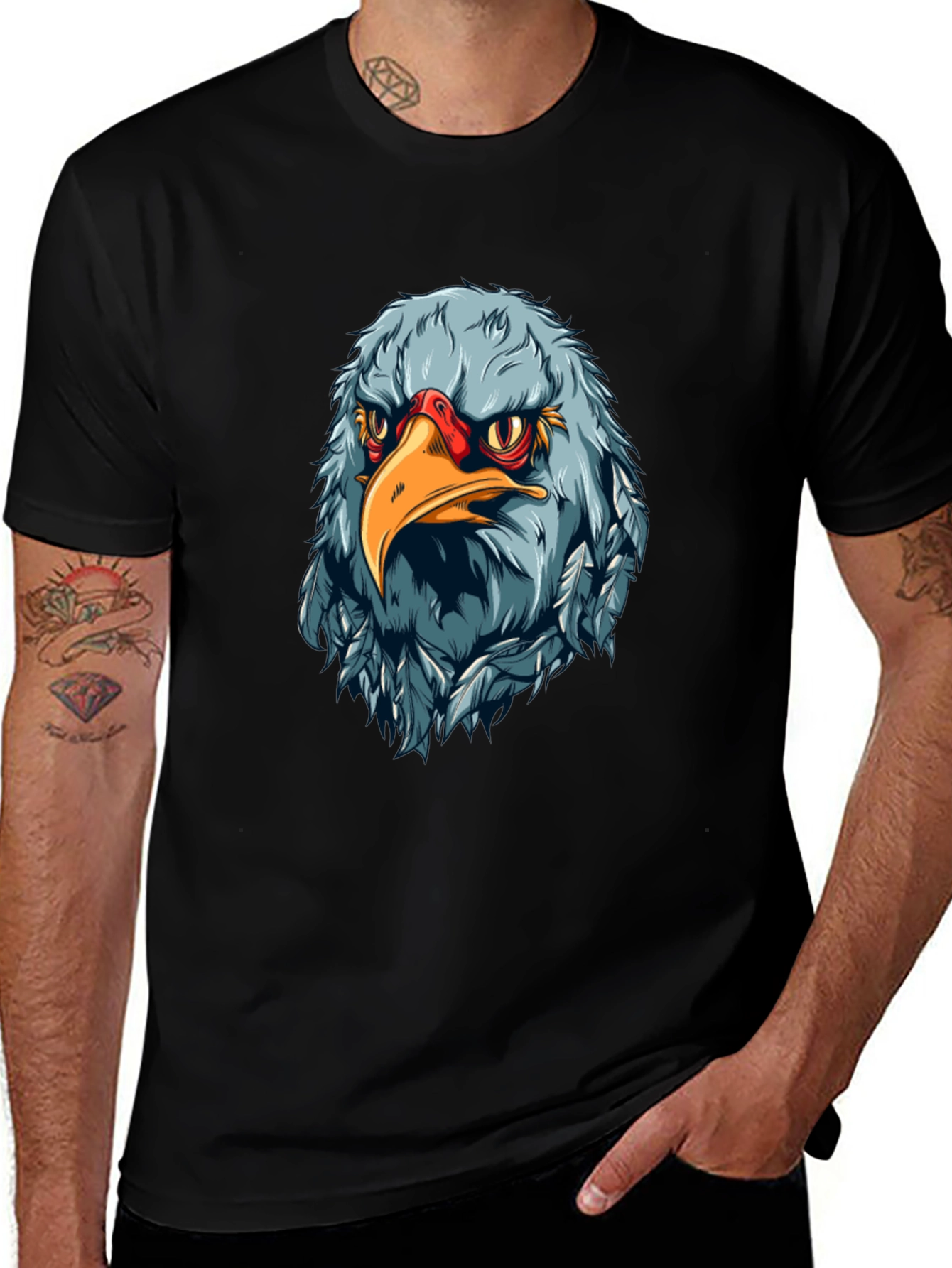 Variant 23 of Eagle Head Graphic Black T-Shirt