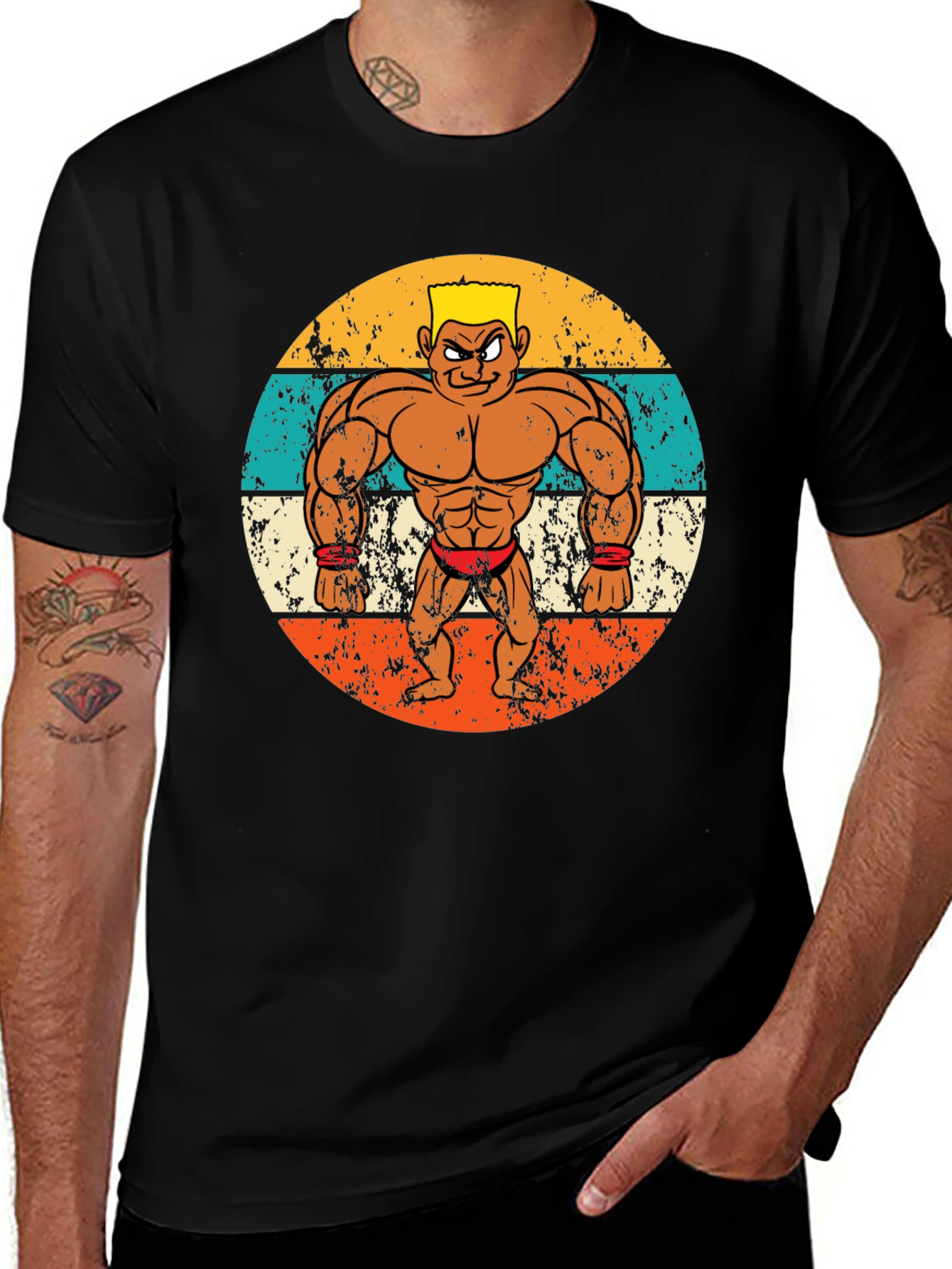 Variant 5 of Retro Cartoon Bodybuilder Graphic Tee