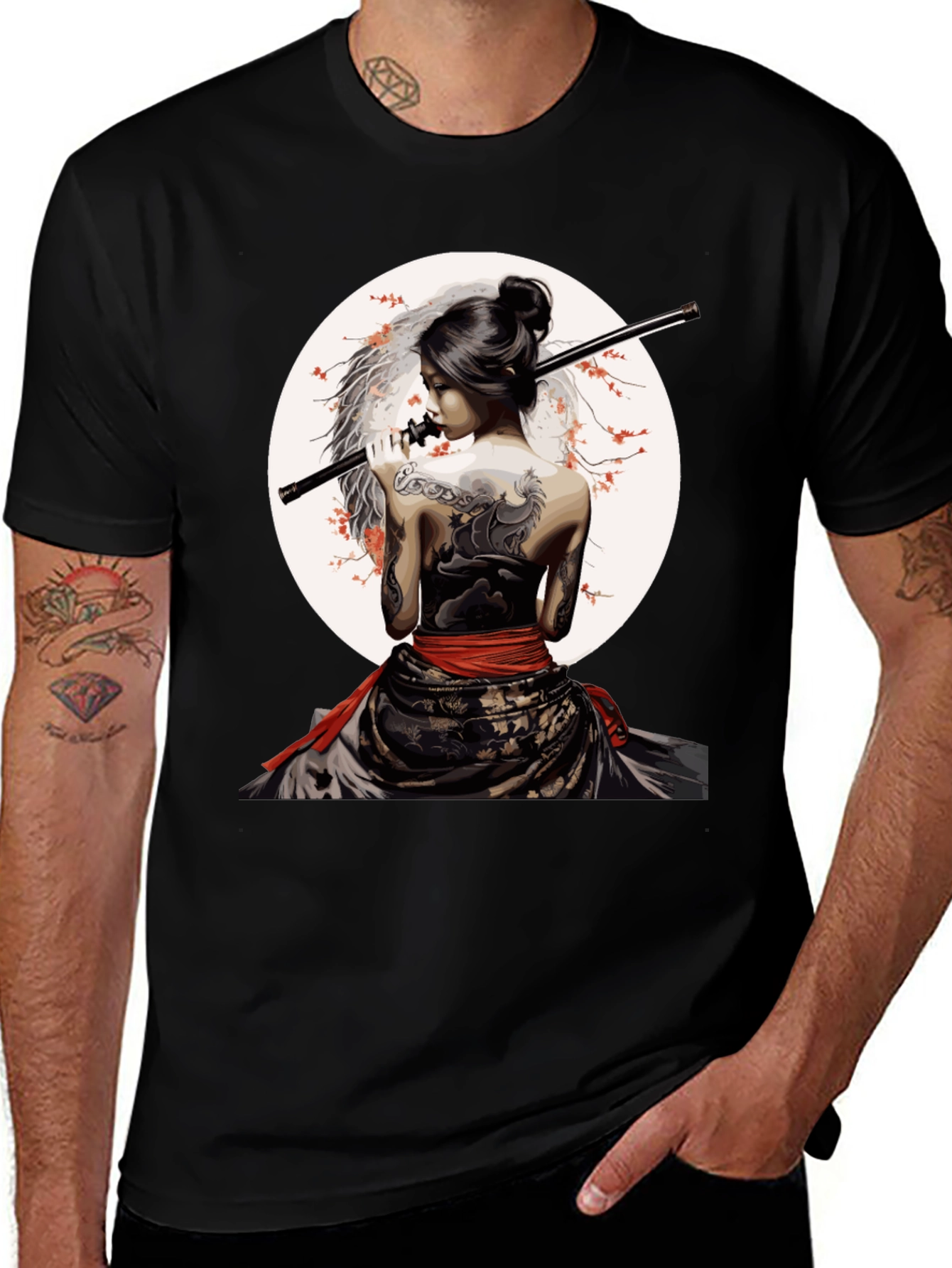 Variant 26 of Samurai Geisha Graphic Tee - Black