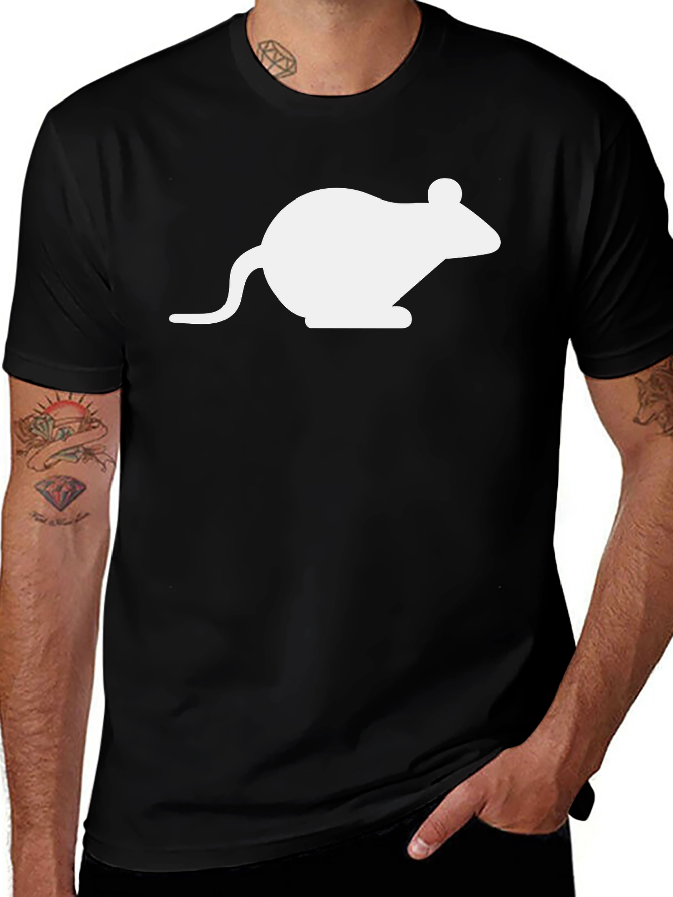 Variant 4 of Rat Graphic Tee - Classic Black Crewneck T-Shirt
