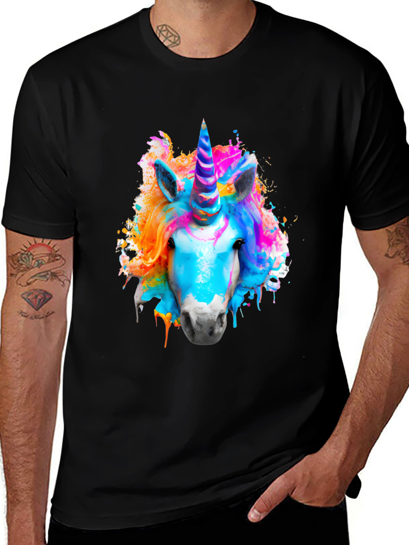 Variant 14 of Unicorn Graphic Black T-Shirt