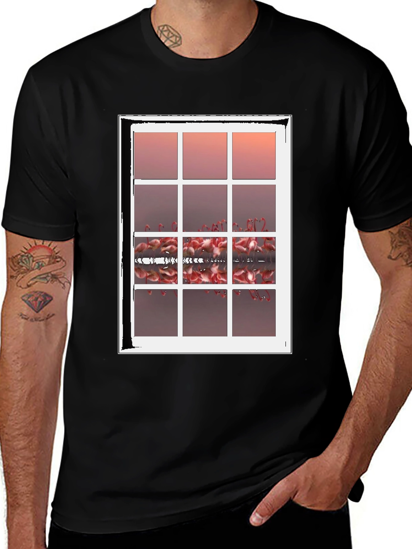 Variant 22 of Flamingo Window T-Shirt - Unique Graphic Tee