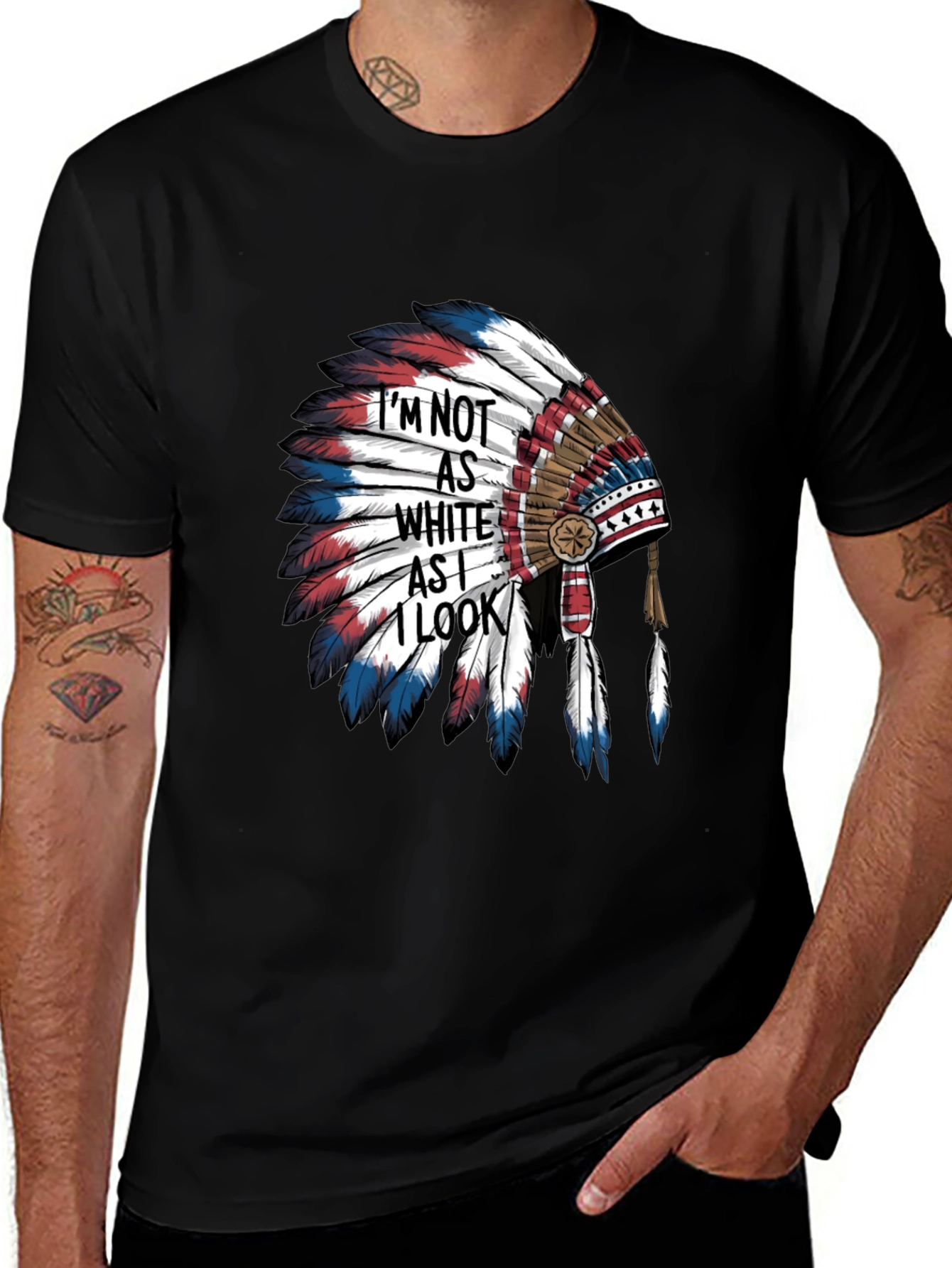 Black Native American Headdress Graphic Tee main image