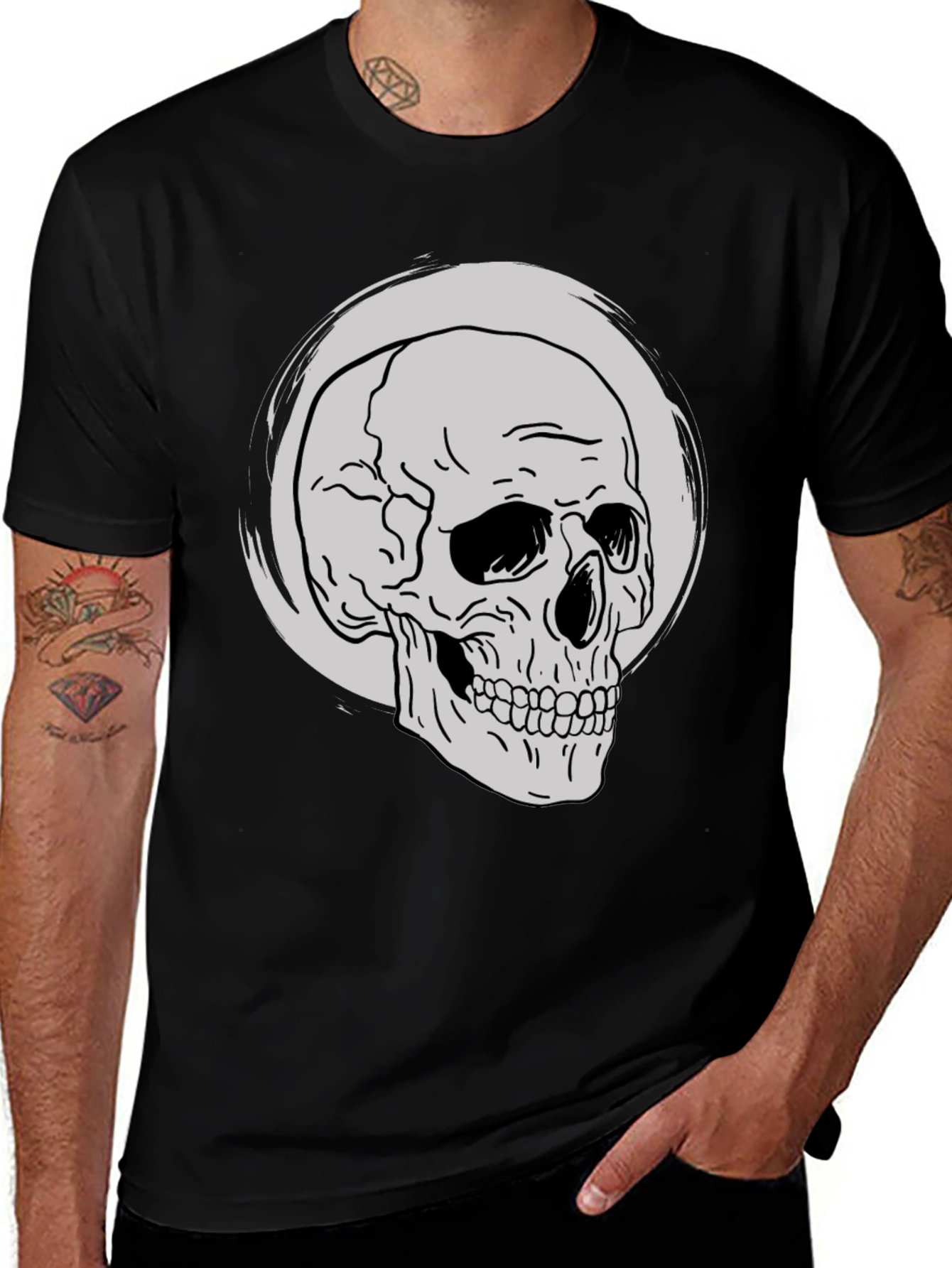 Variant 27 of Skull Graphic Tee - Classic Black T-Shirt