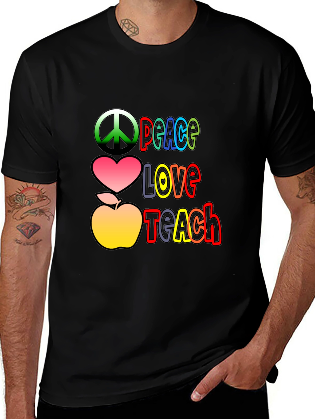 Variant 17 of Peace Love Teach T-Shirt - Back to School