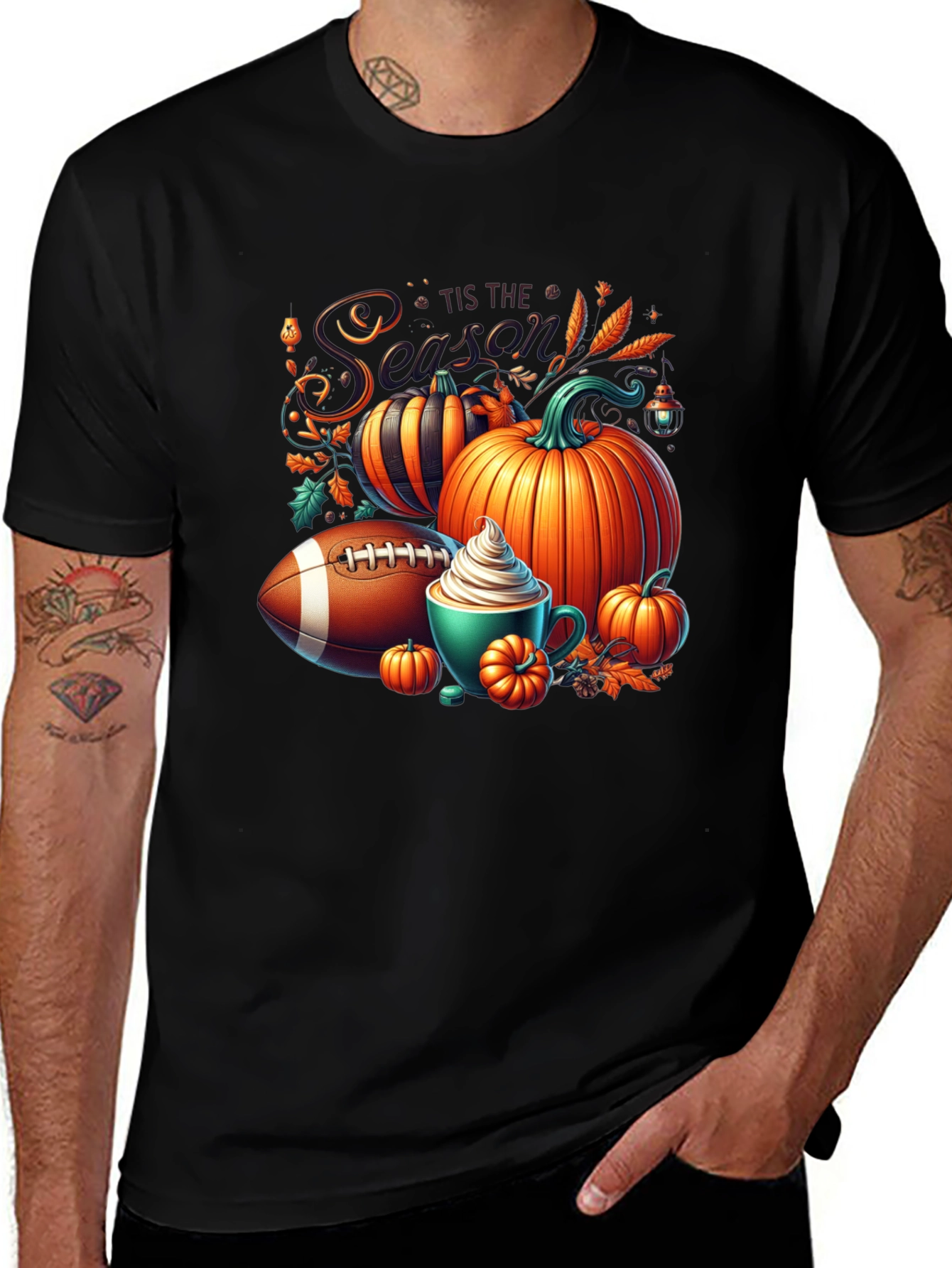 Variant 10 of Tis the Season Football Pumpkin T-Shirt