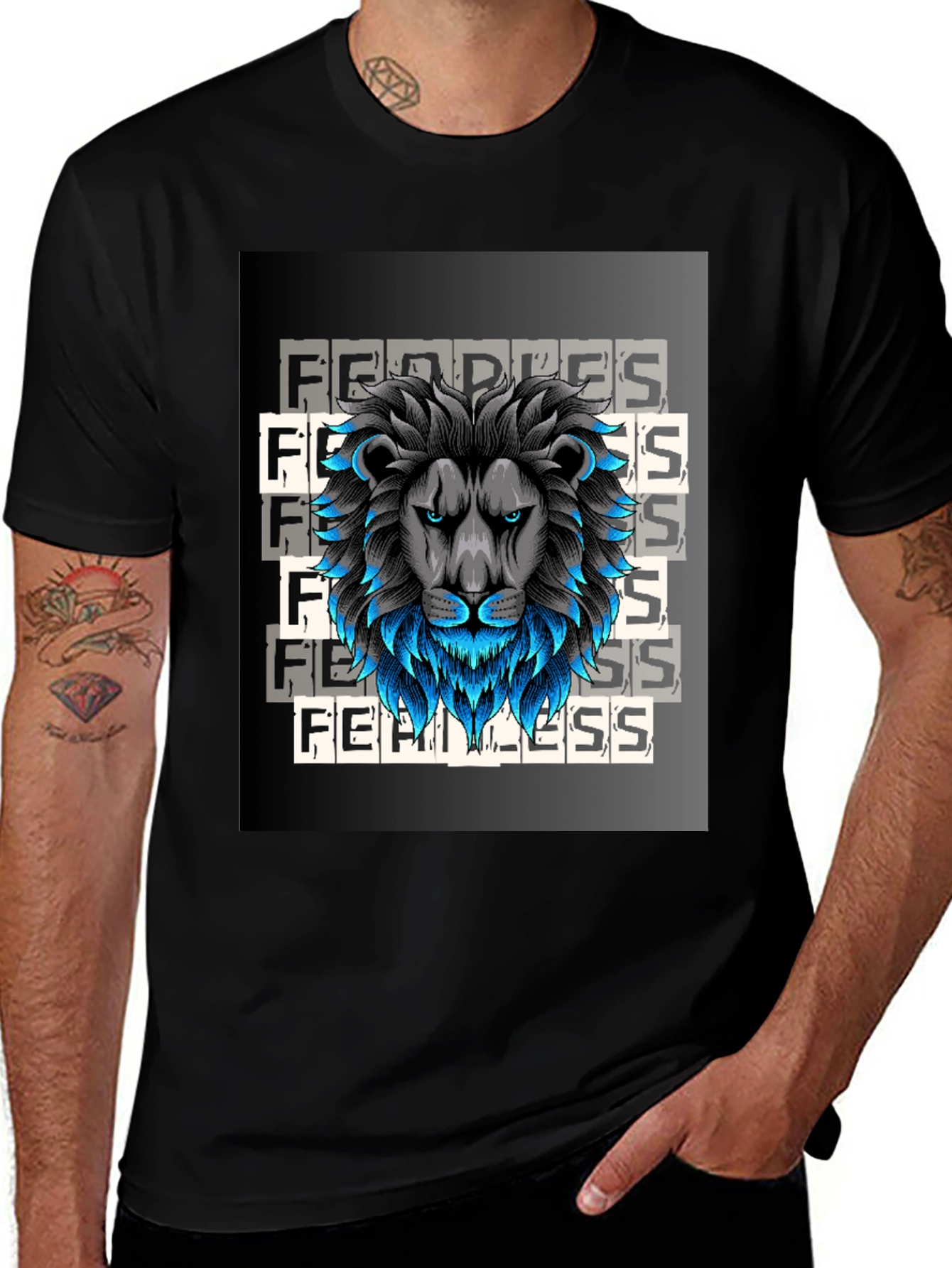 Variant 29 of Fearless Lion Graphic Tee - Black Cotton T-Shirt