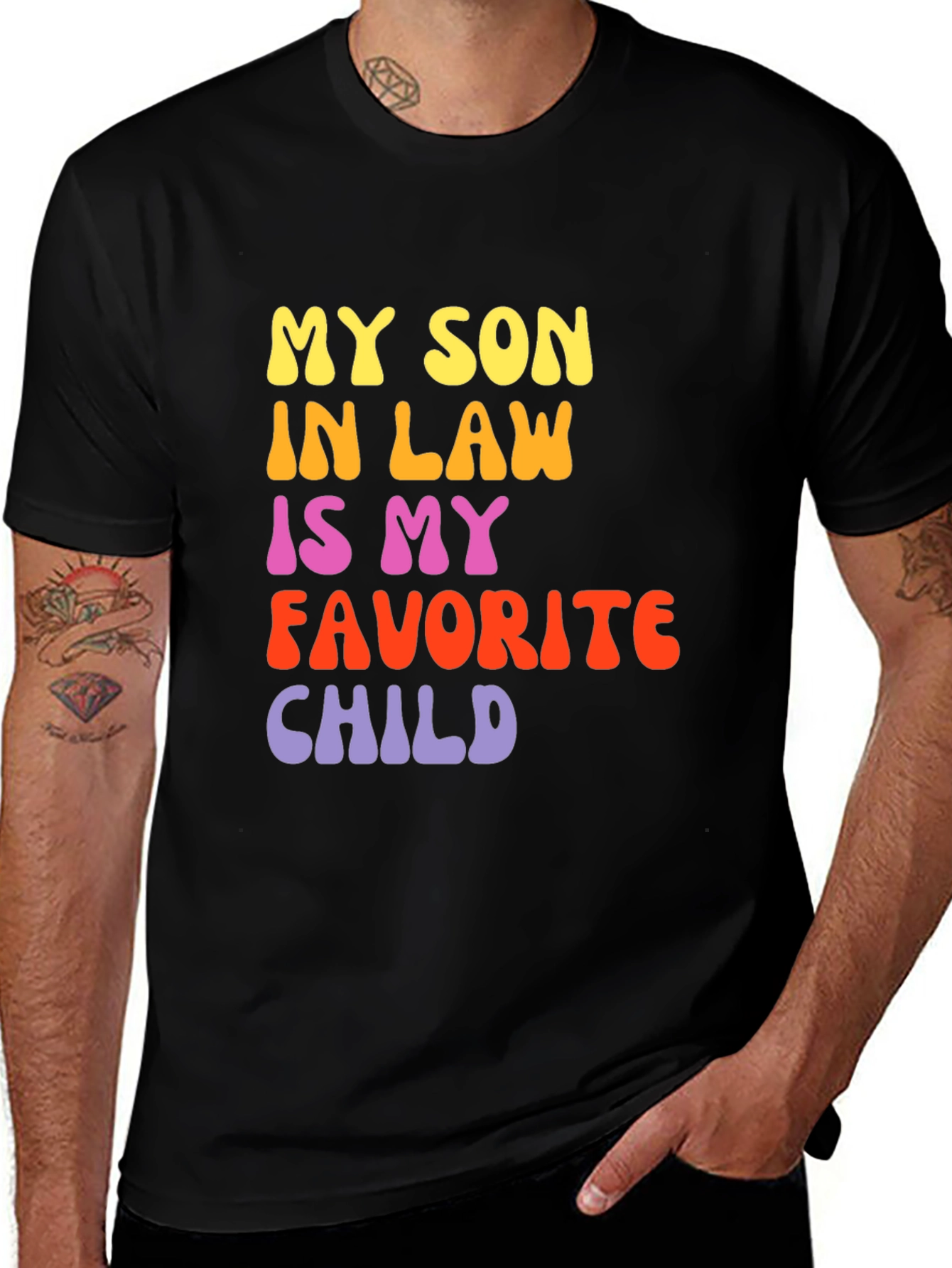 Variant 15 of Humorous "My Son In Law" Graphic Tee - Black