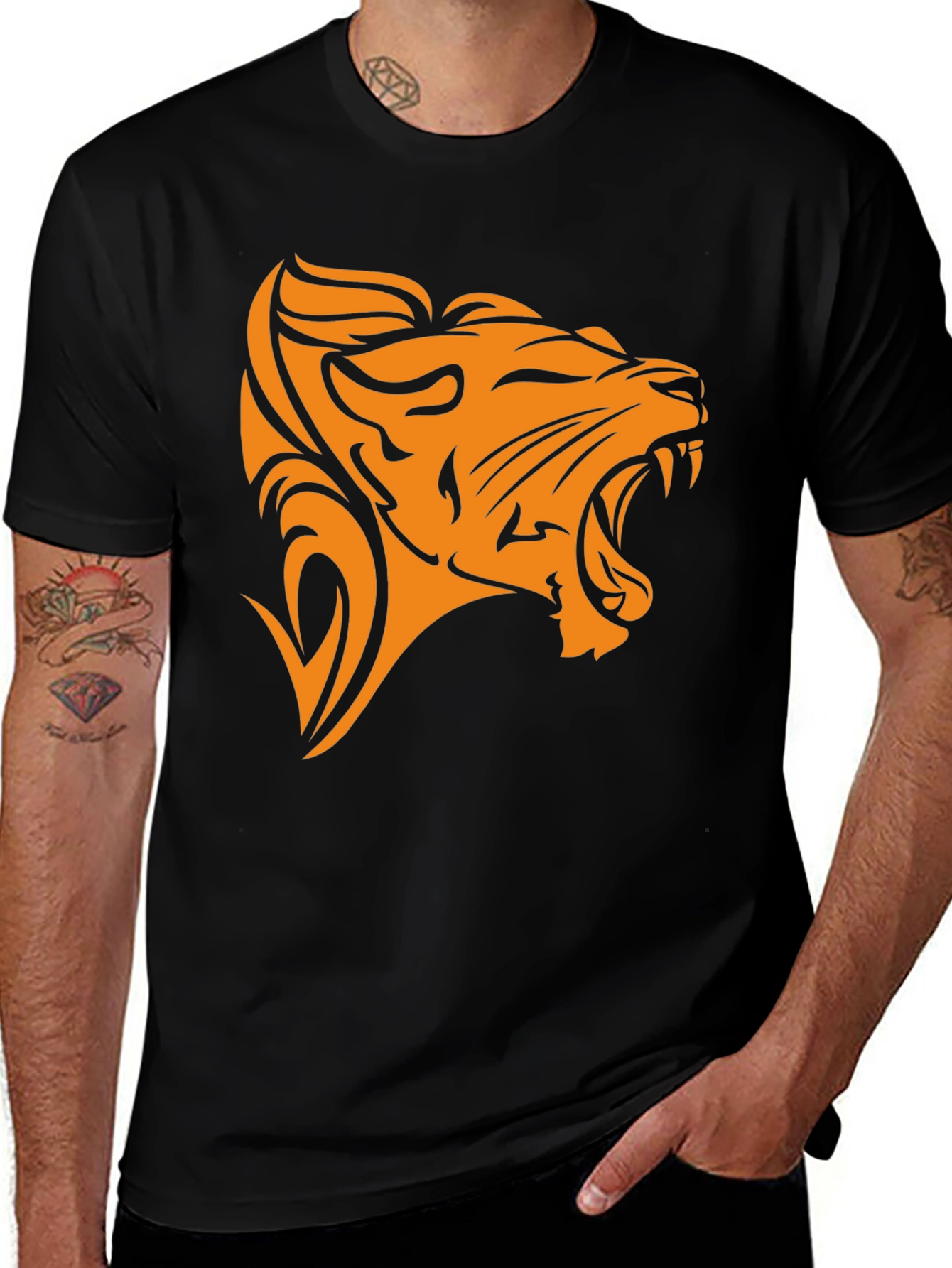 Variant 8 of Lion Graphic Tee - Bold Orange Print
