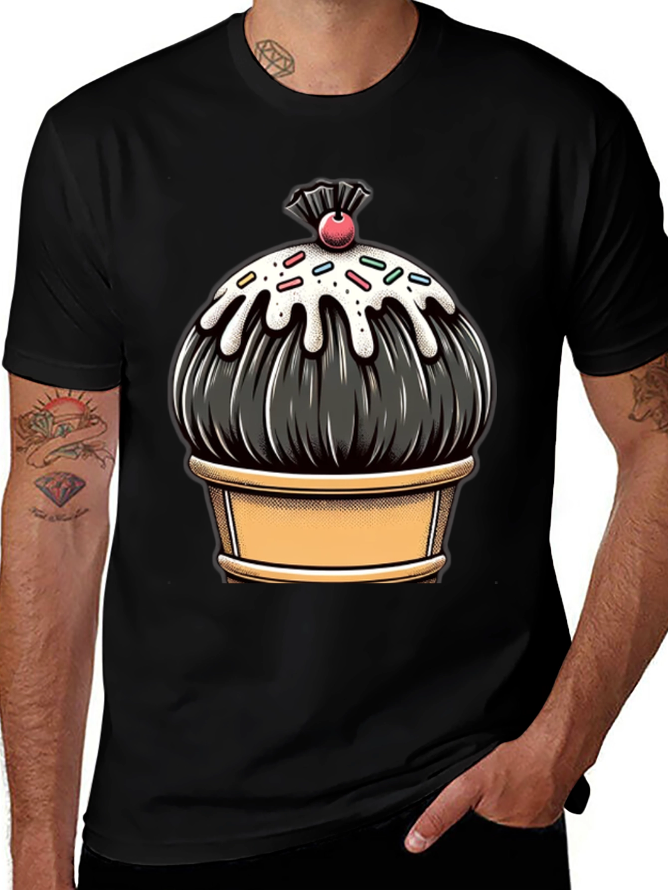 Cupcake Graphic Tee - Quirky & Stylish Black Shirt