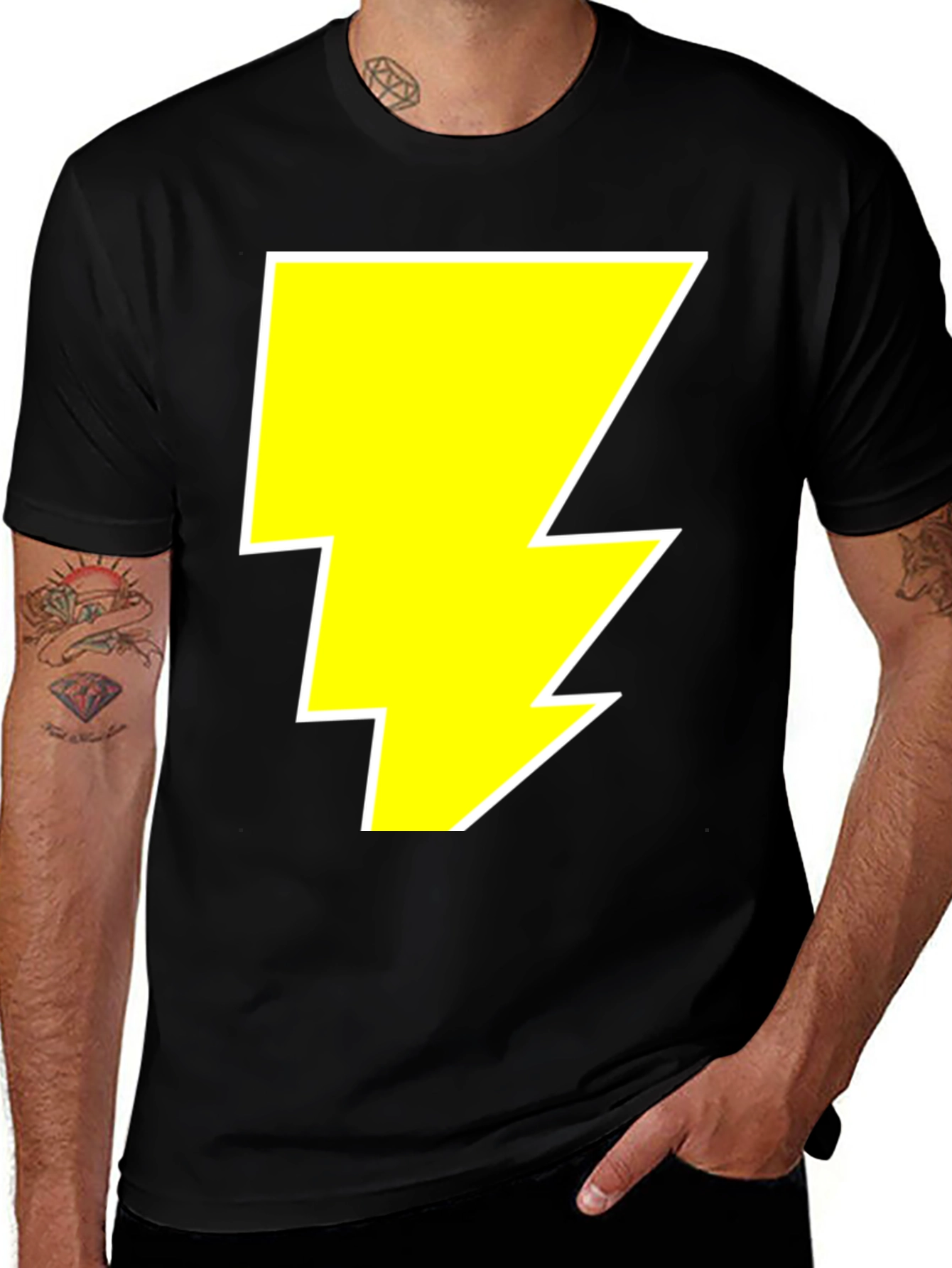Variant 7 of Black T-Shirt with Yellow Lightning Bolt Graphic